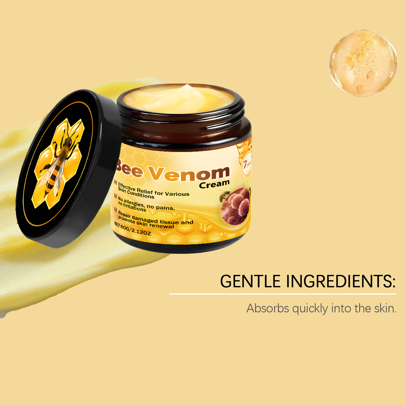 Bee Venom Care Cream Mild Moist Hydrate Smooth Tender Body Tissue Daily External Apply
