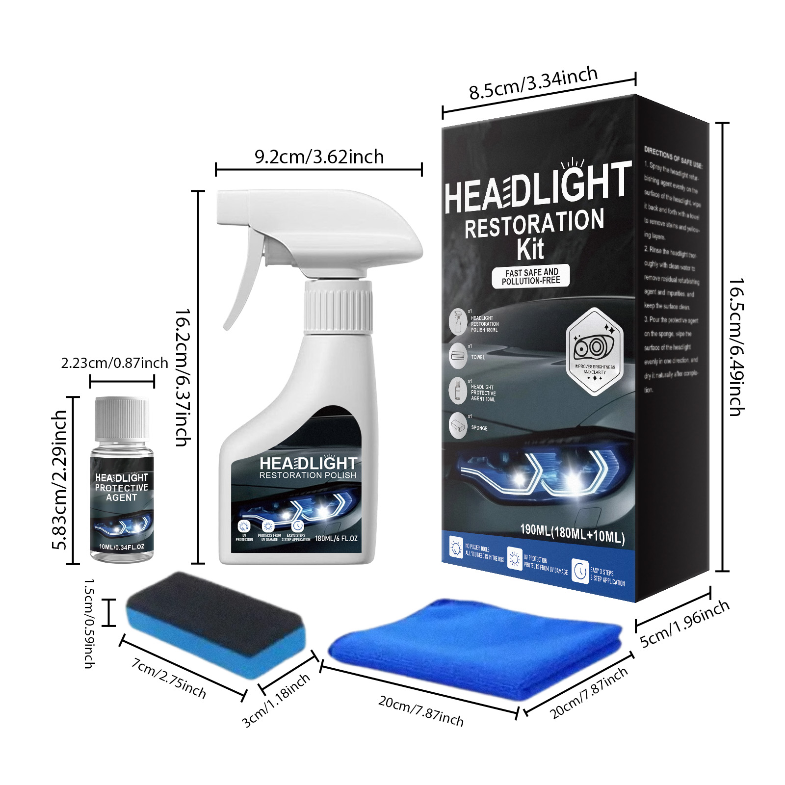 Car Headlight Polishing Care Kit Clean Maintain Restore Shiny Convenient Polish Conditioner Auto Lamp Surface