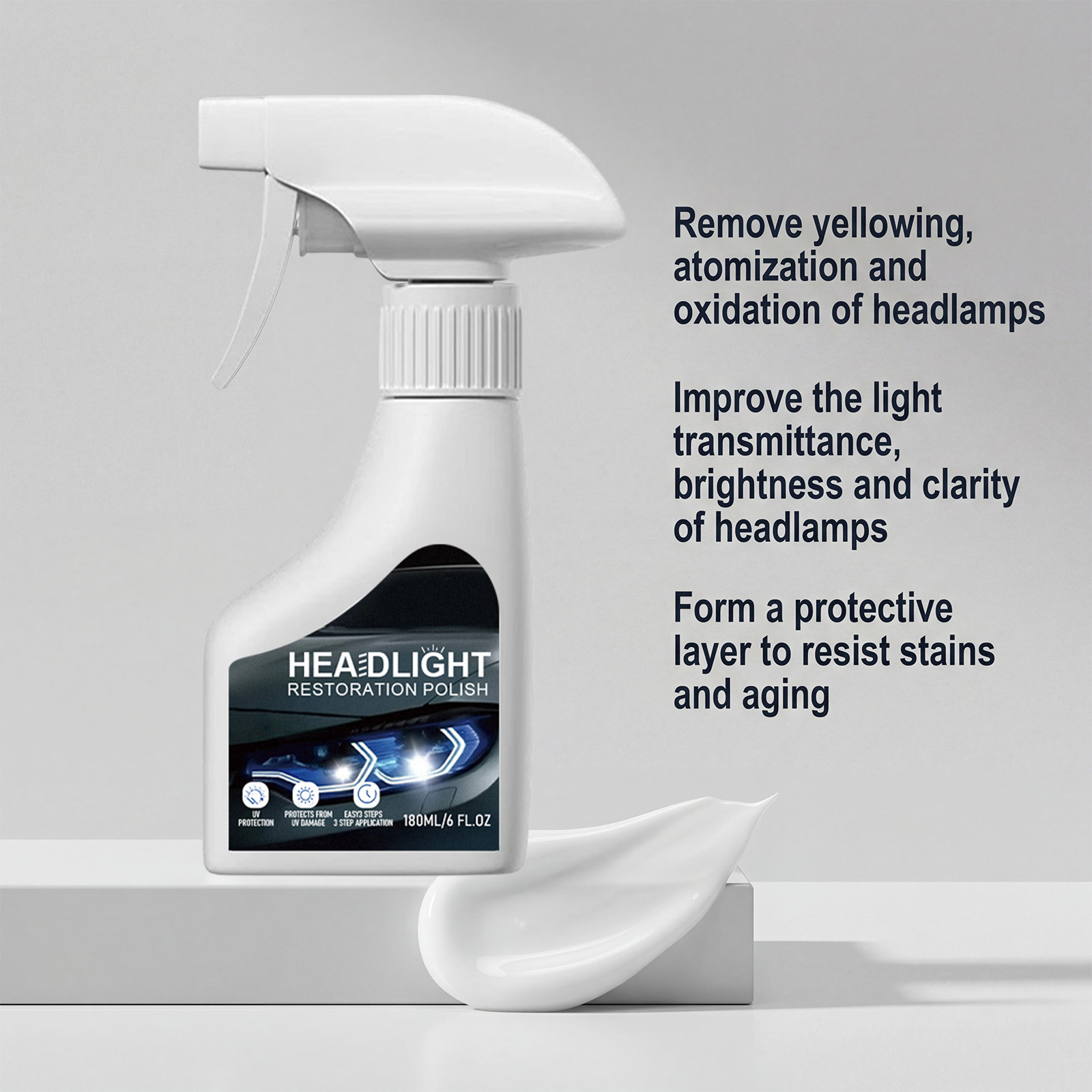 Car Headlight Polishing Care Kit Clean Maintain Restore Shiny Convenient Polish Conditioner Auto Lamp Surface