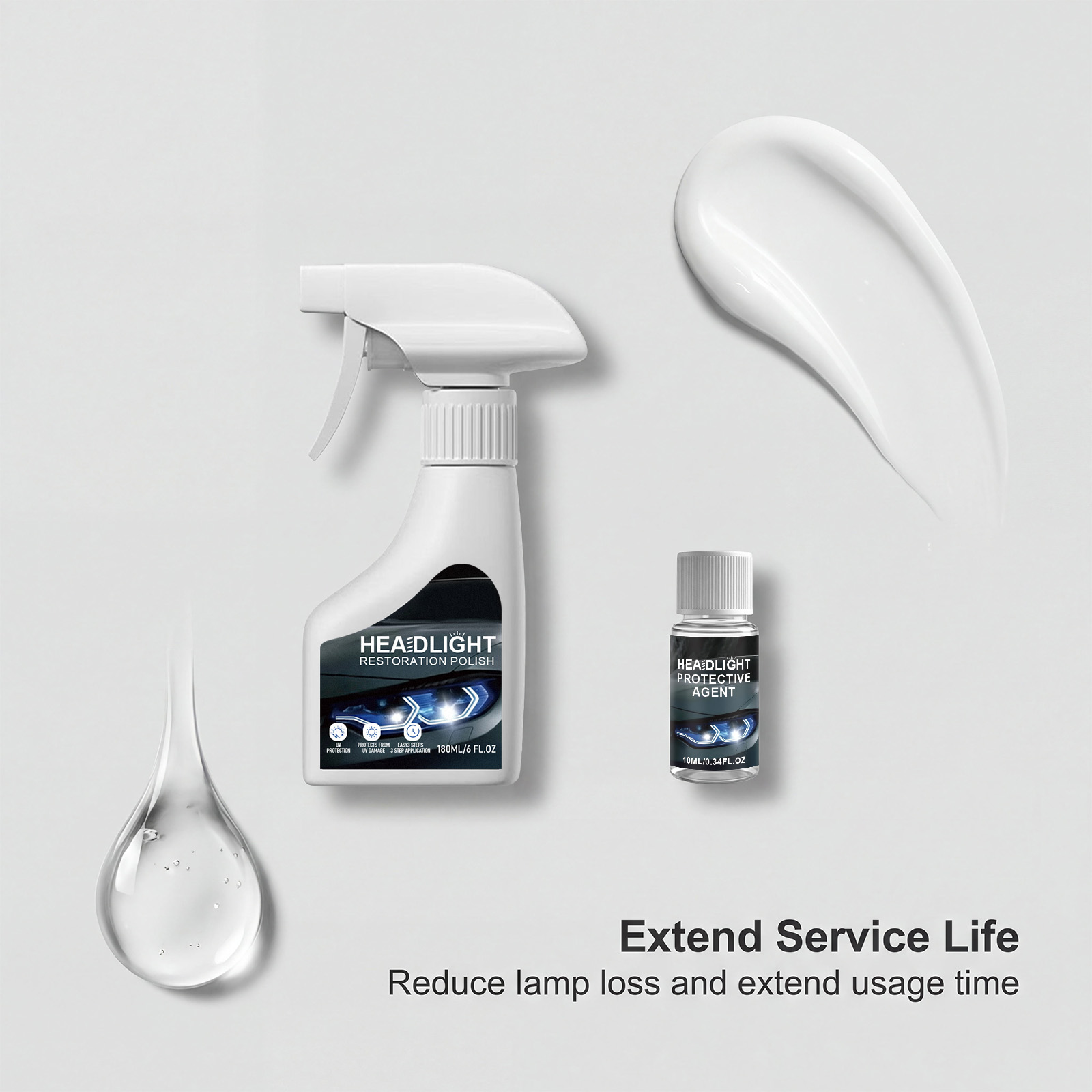 Car Headlight Polishing Care Kit Clean Maintain Restore Shiny Convenient Polish Conditioner Auto Lamp Surface