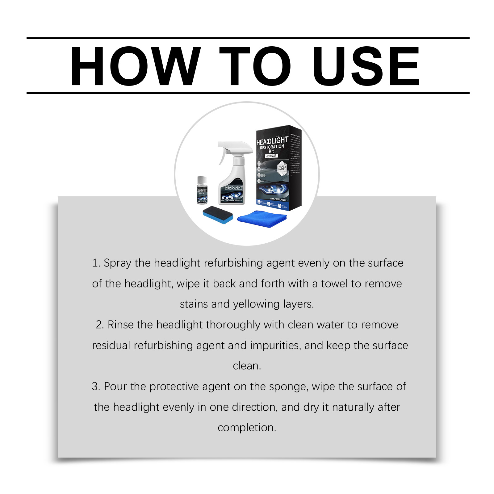 Car Headlight Polishing Care Kit Clean Maintain Restore Shiny Convenient Polish Conditioner Auto Lamp Surface