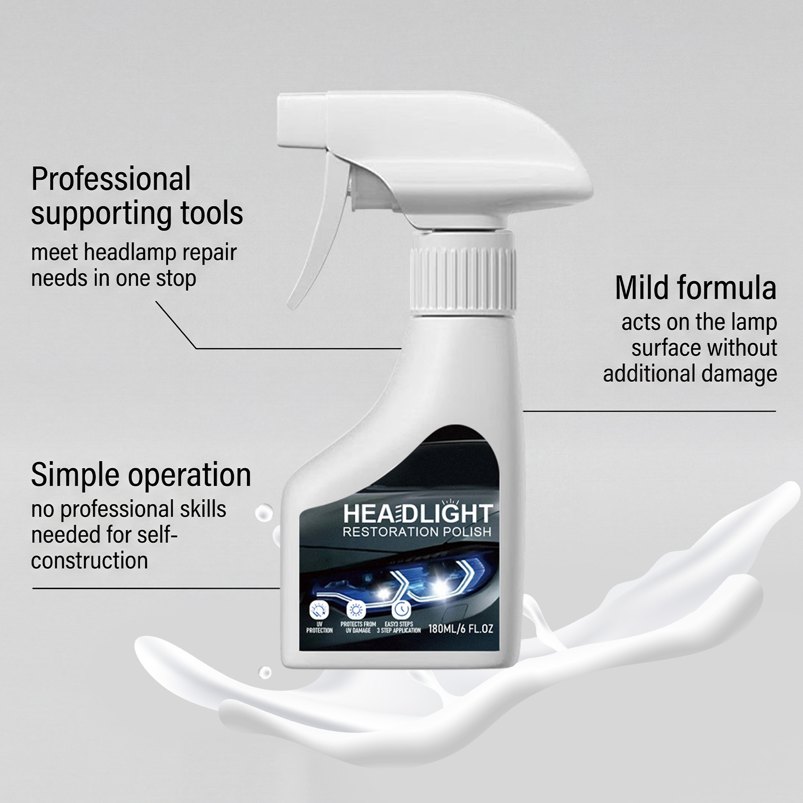 Car Headlight Polishing Care Kit Clean Maintain Restore Shiny Convenient Polish Conditioner Auto Lamp Surface