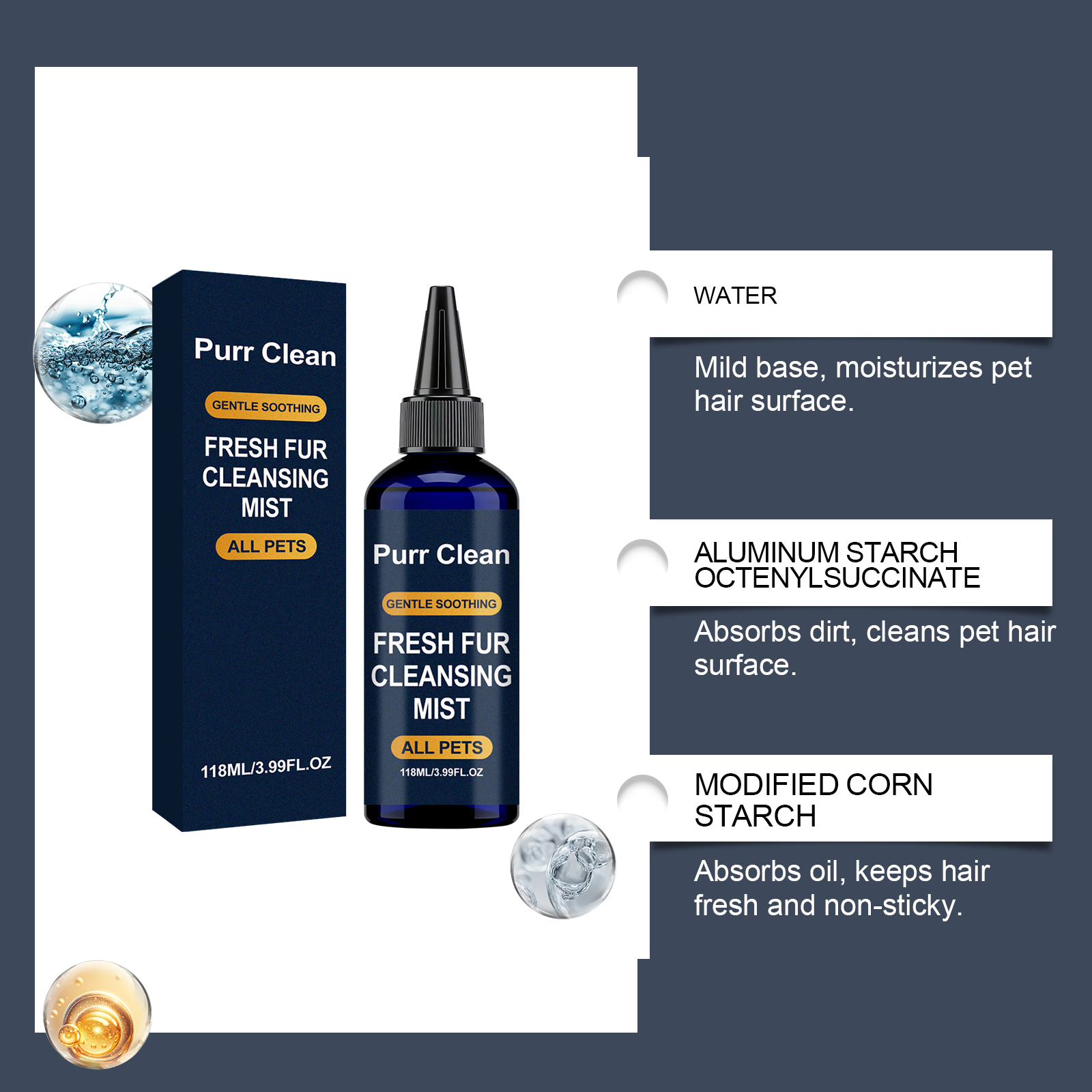 Pet Hair Cleansing Spray Smooth Refreshing Daily Light Fluffy Easy Combing For Cats Dogs