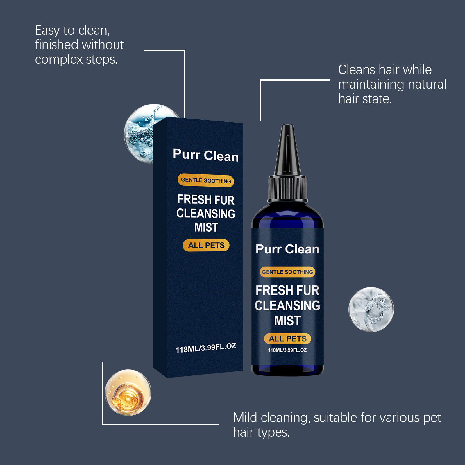 Pet Hair Cleansing Spray Smooth Refreshing Daily Light Fluffy Easy Combing For Cats Dogs