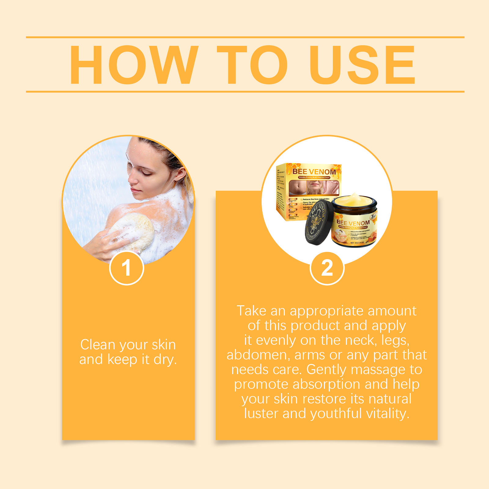 Bee Venom Care Cream Mild Ingredients Nourish Skin Lock Skin Moisture Soften Skin Daily Body Care