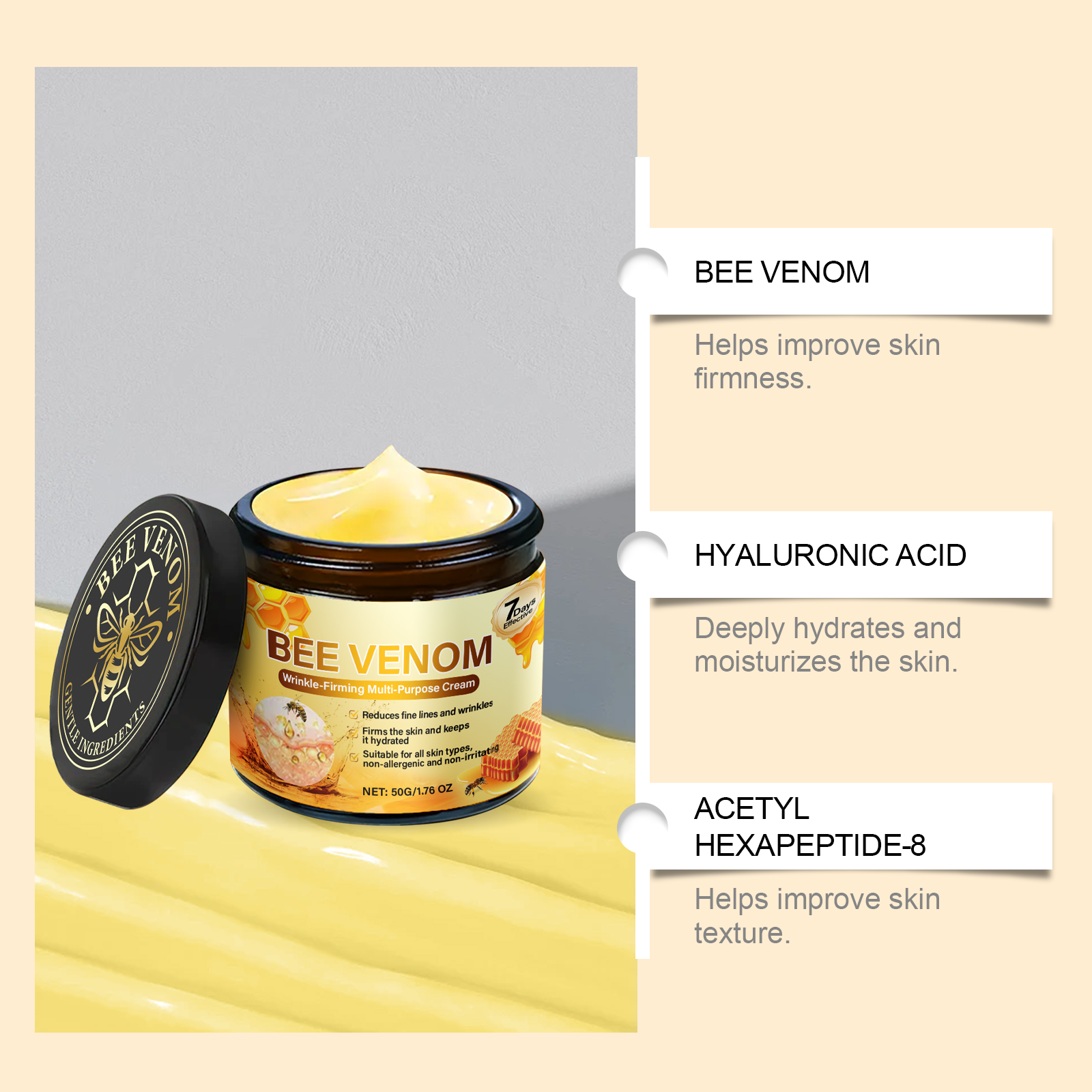 Bee Venom Care Cream Mild Ingredients Nourish Skin Lock Skin Moisture Soften Skin Daily Body Care