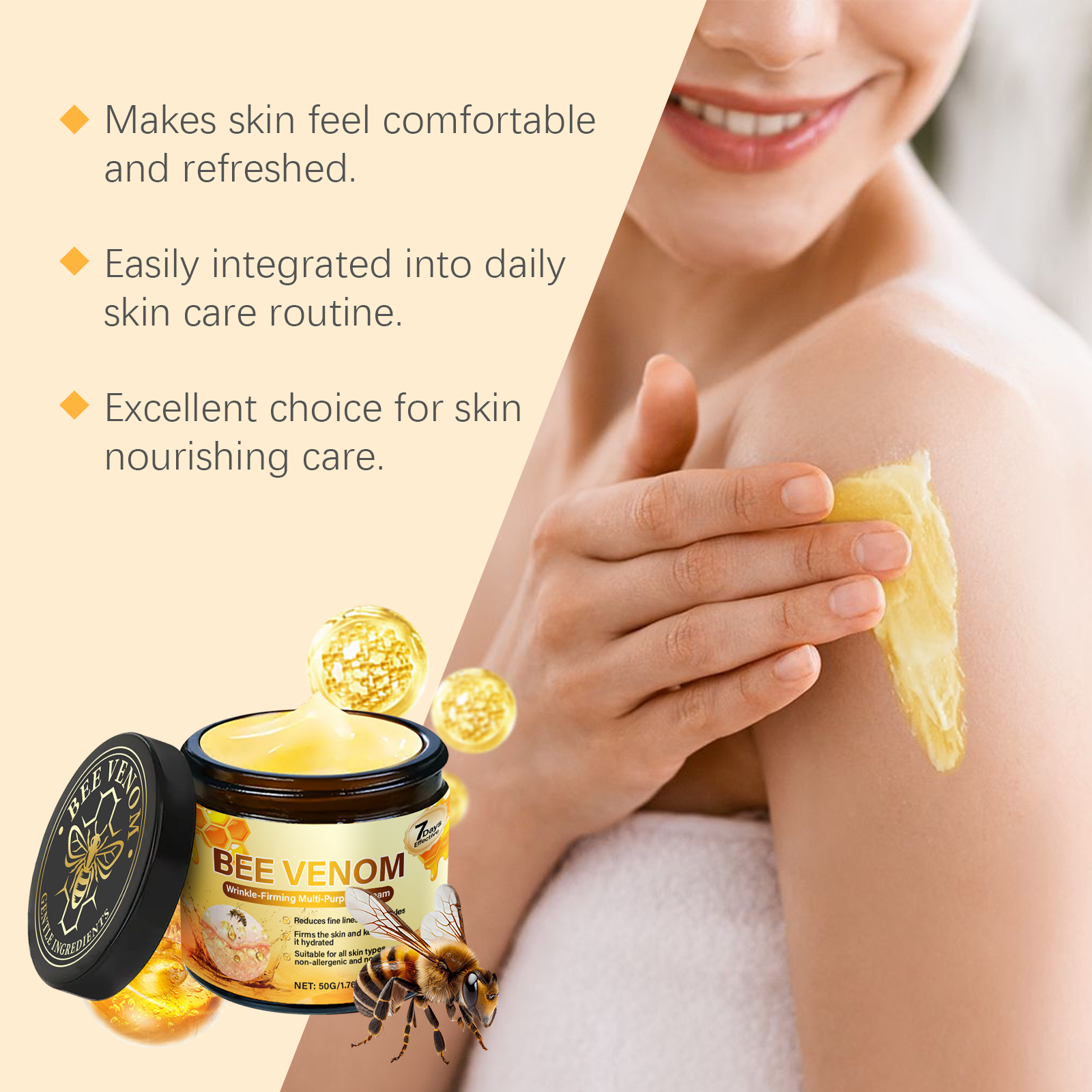 Bee Venom Care Cream Mild Ingredients Nourish Skin Lock Skin Moisture Soften Skin Daily Body Care