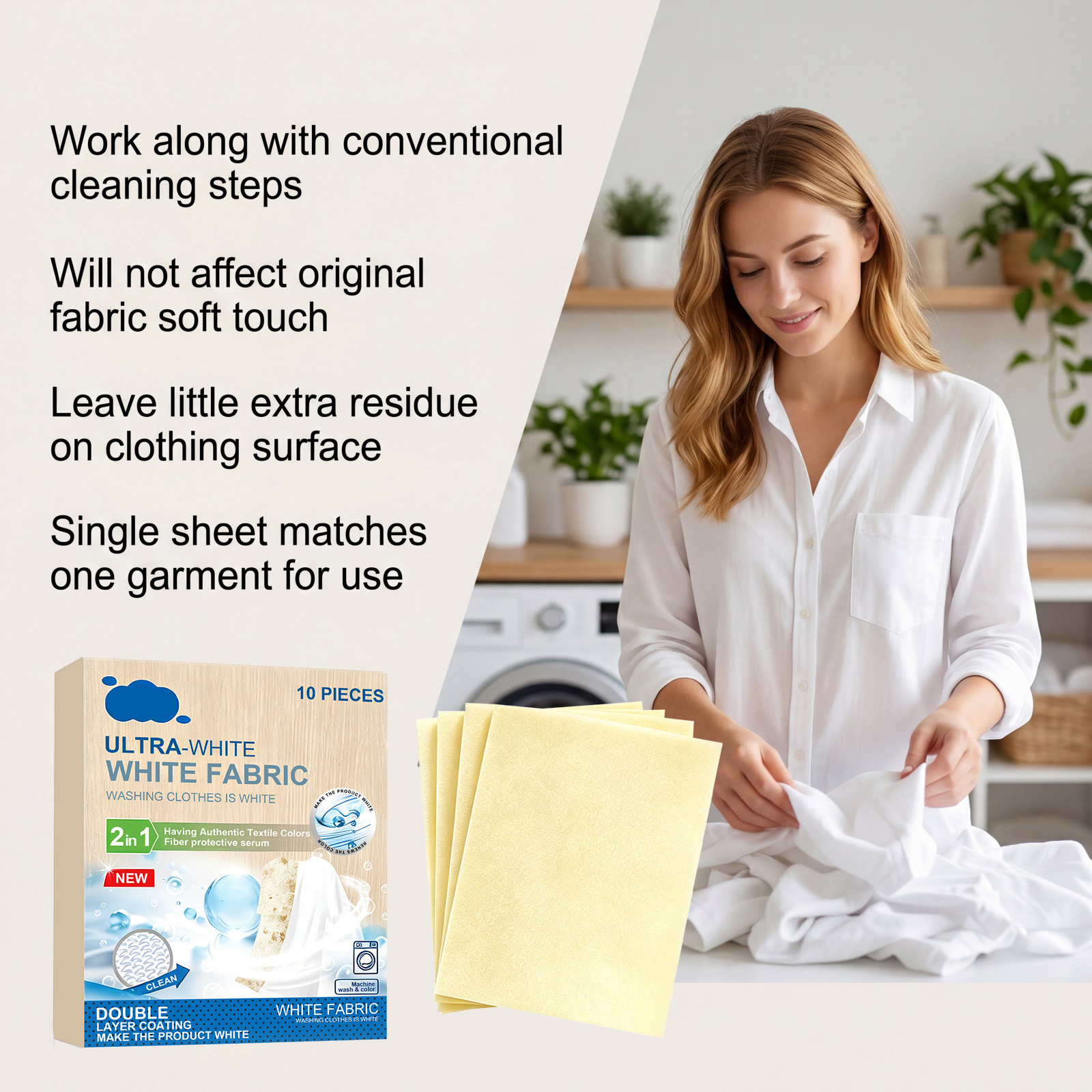 Clothes Whitening Laundry Sheets Anti Color Transfer Yellow Removal Brightening White Garment Restoration Household Fabric Washing