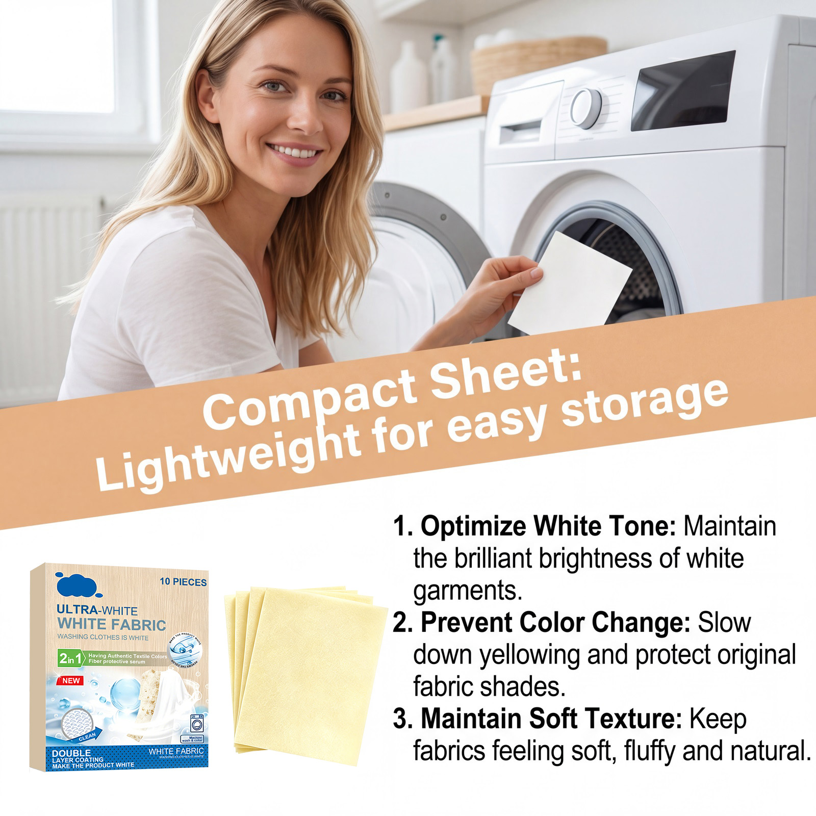 Clothes Whitening Laundry Sheets Anti Color Transfer Yellow Removal Brightening White Garment Restoration Household Fabric Washing
