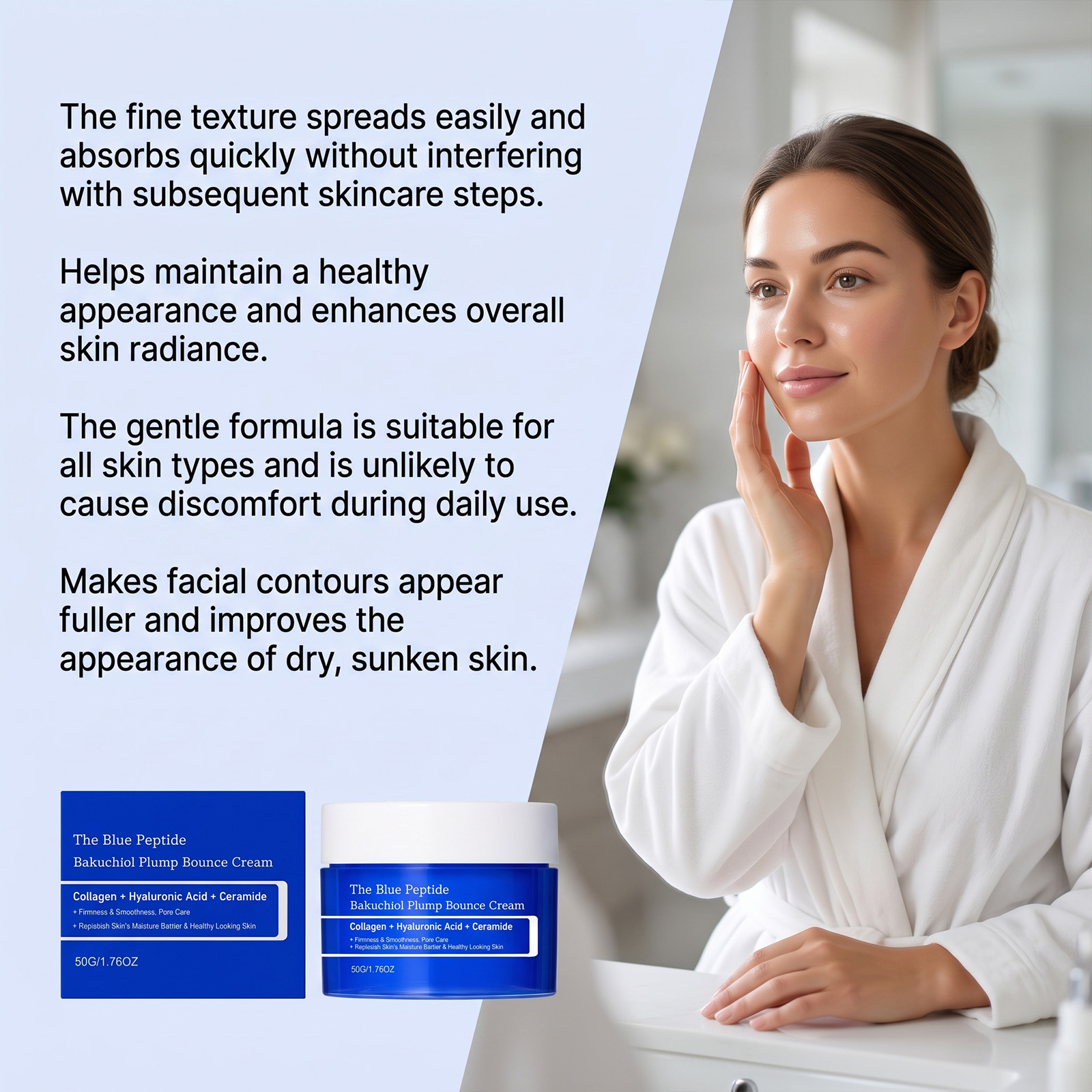 Copper Peptide Moisturizing Cream Mild Formula Light Silky Quick Absorb Deep Care Hydrating Gentle Elastic Skin