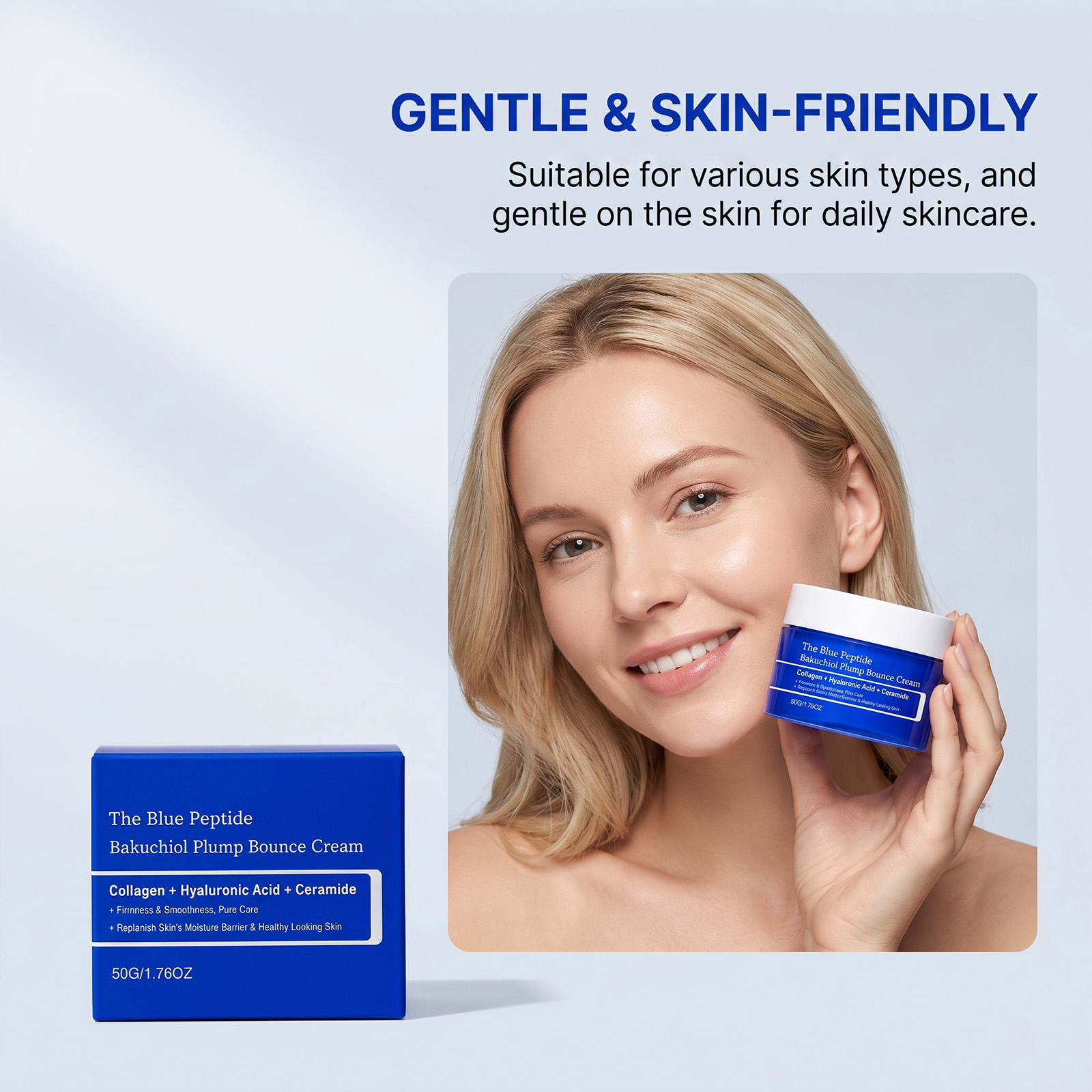 Copper Peptide Moisturizing Cream Mild Formula Light Silky Quick Absorb Deep Care Hydrating Gentle Elastic Skin