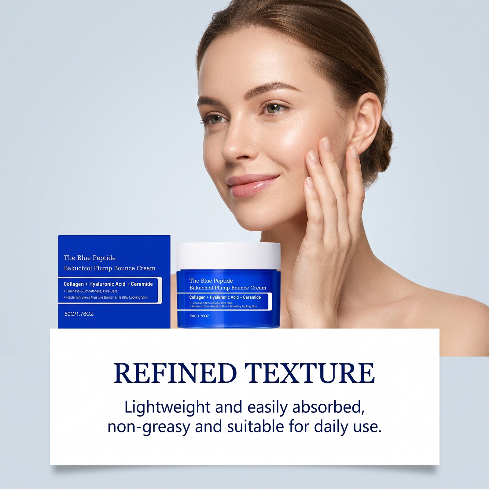 Copper Peptide Moisturizing Cream Mild Formula Light Silky Quick Absorb Deep Care Hydrating Gentle Elastic Skin