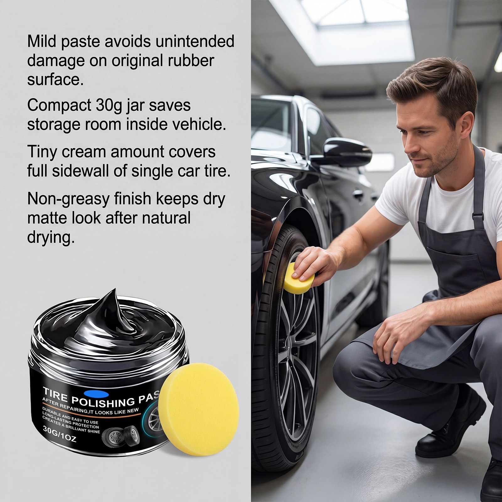 Tire Polishing Cream Daily Auto Care Surface Renew Bright Clean Stain Remove Convenient Maintain Paste Car Tyres