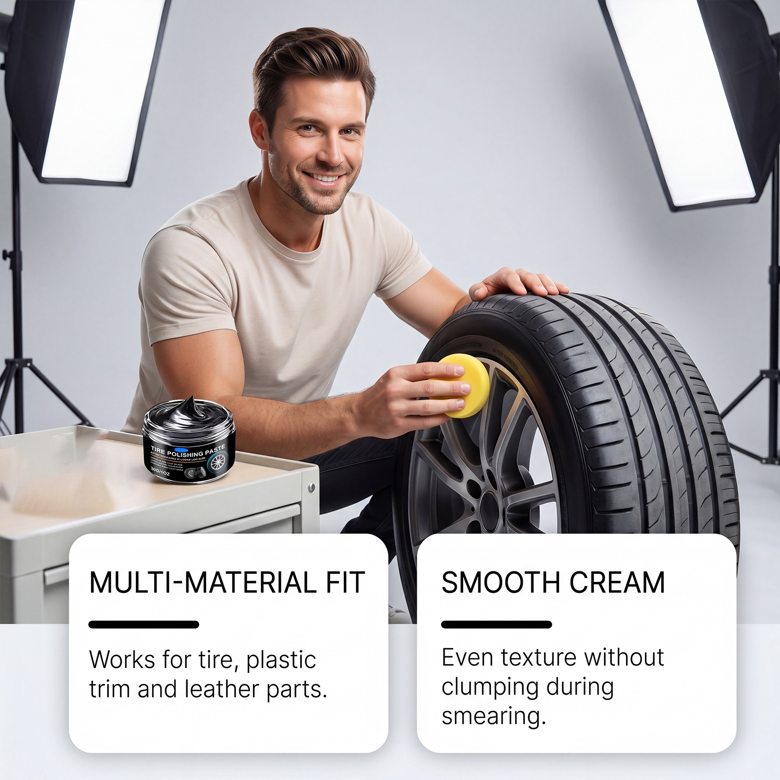 Tire Polishing Cream Daily Auto Care Surface Renew Bright Clean Stain Remove Convenient Maintain Paste Car Tyres