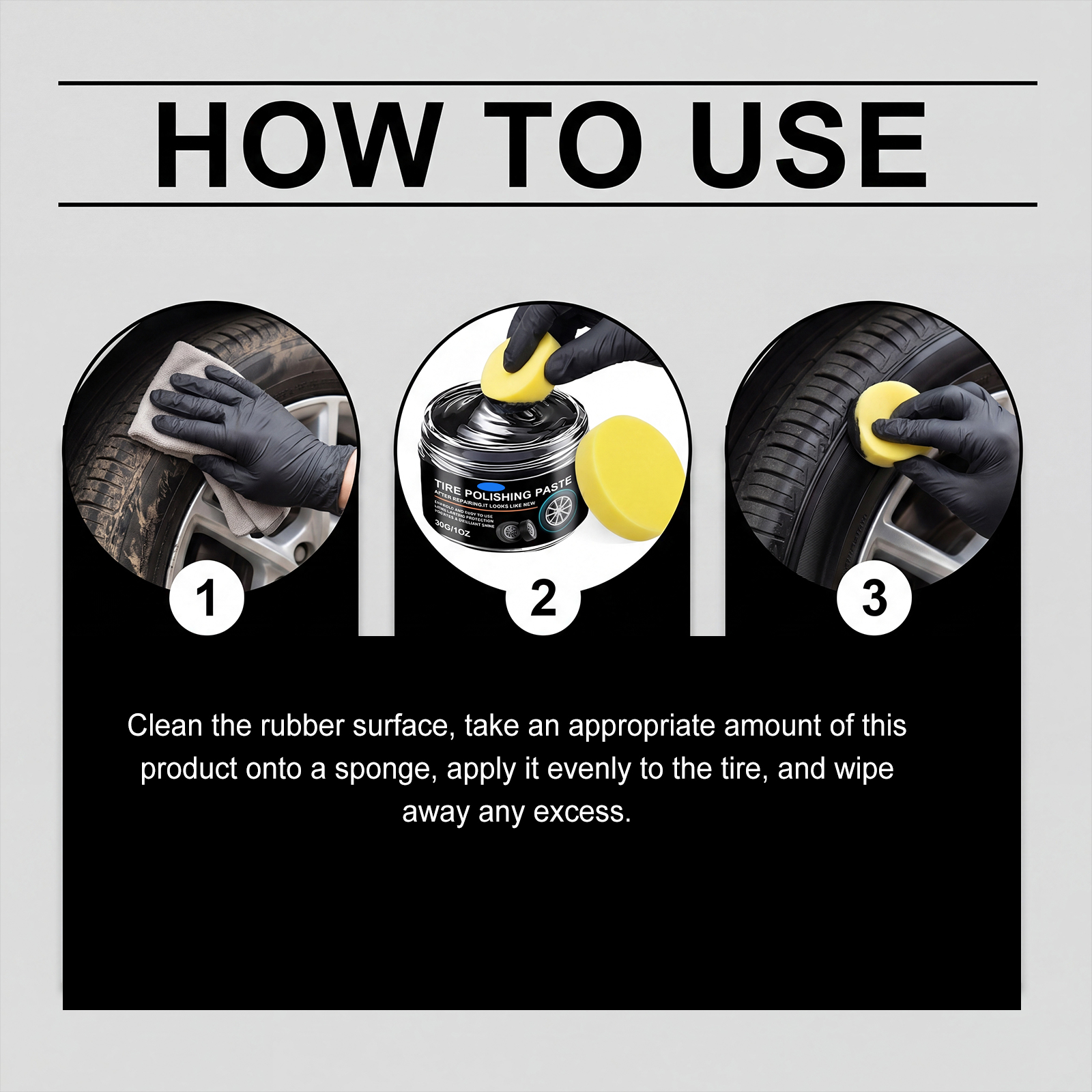 Tire Polishing Cream Daily Auto Care Surface Renew Bright Clean Stain Remove Convenient Maintain Paste Car Tyres