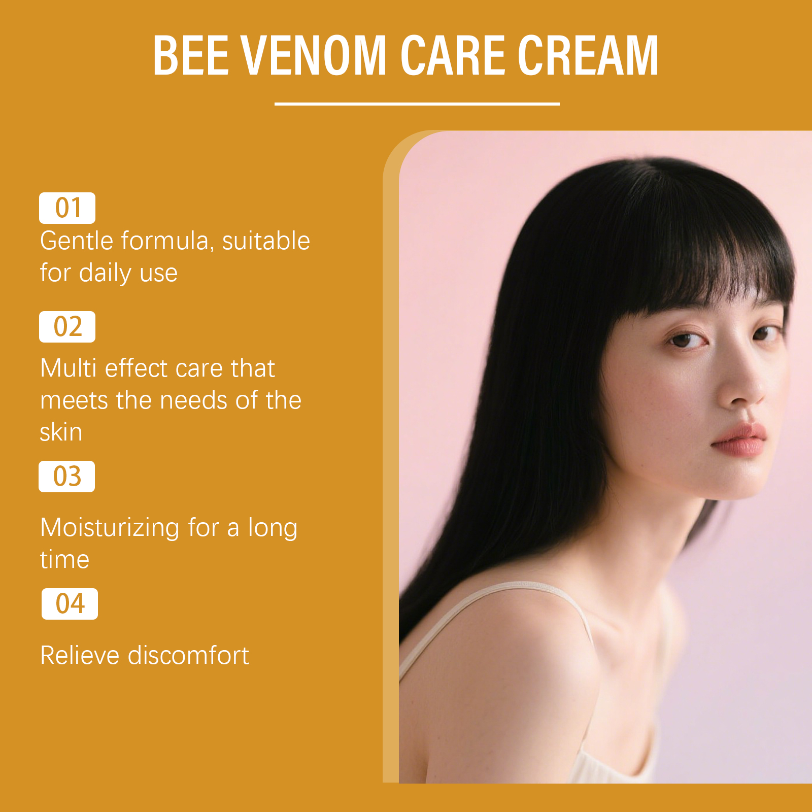 Bee Venom Care Cream Daily Protect Soothe Redness Remove Blemish Easy Spread Boost Skin Smooth Texture
