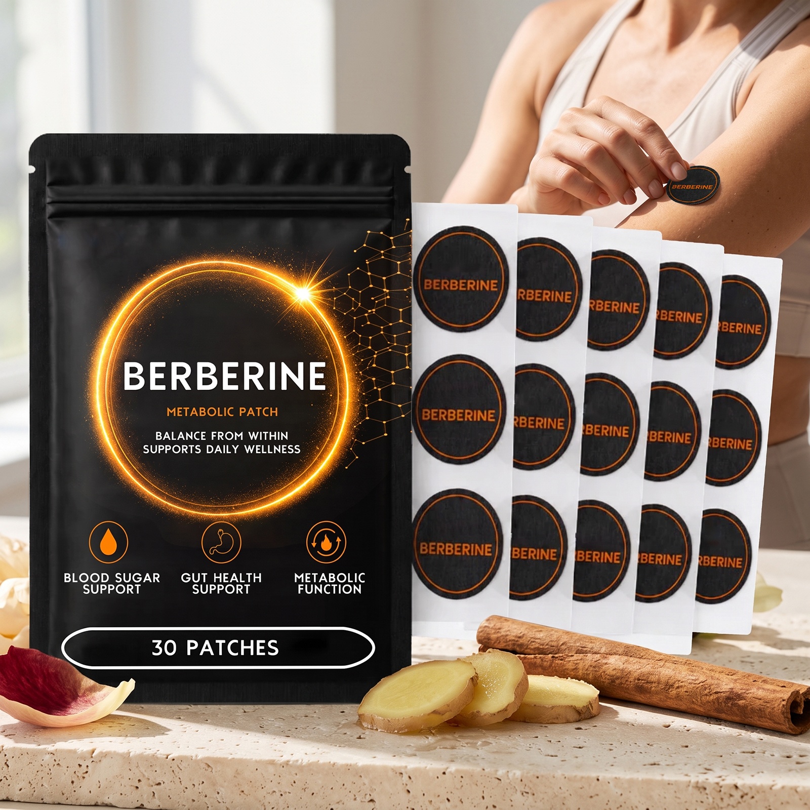 Berberine Care Patch Thin Invisible Soft Mild Moist Light Convenient Body Line Skin