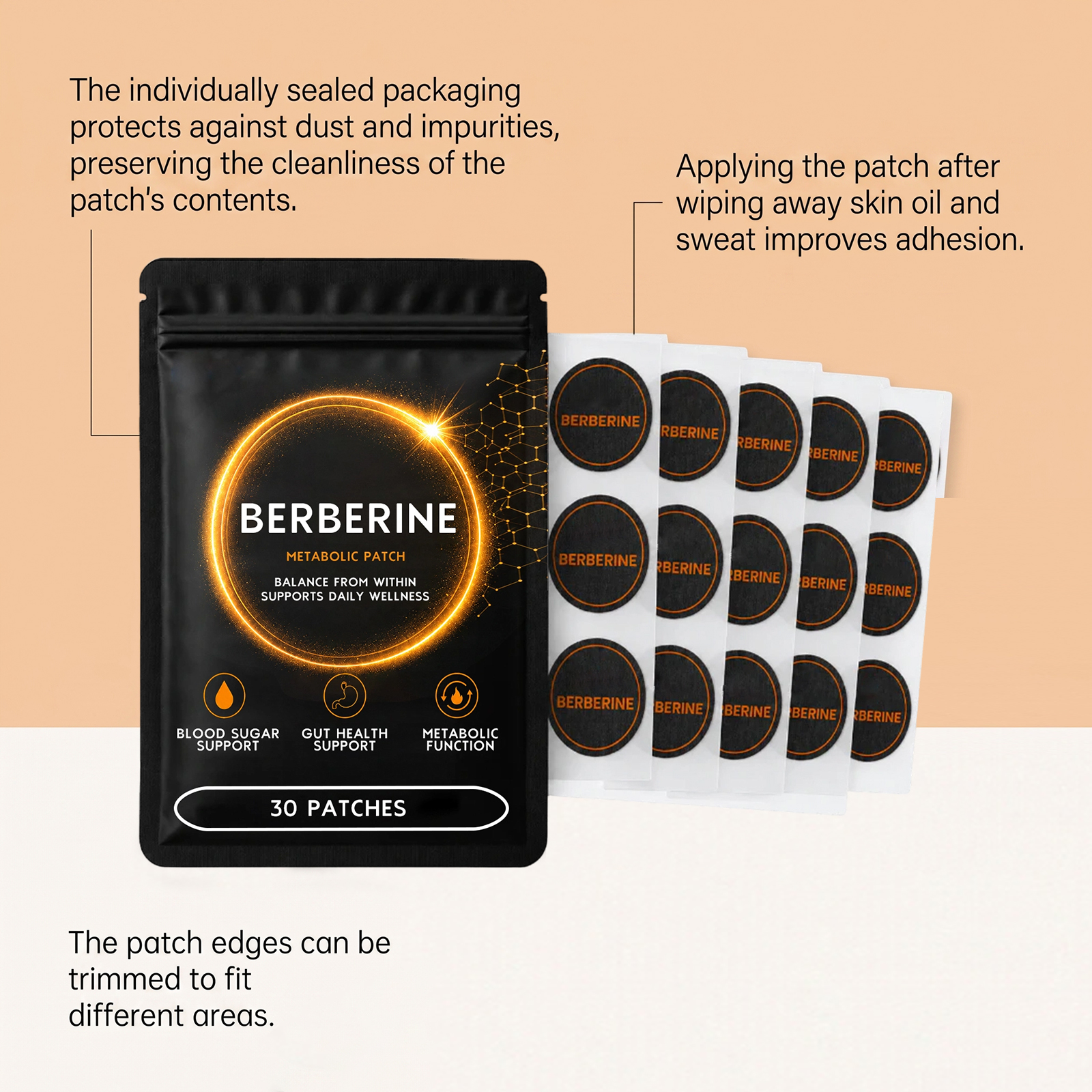 Berberine Care Patch Thin Invisible Soft Mild Moist Light Convenient Body Line Skin