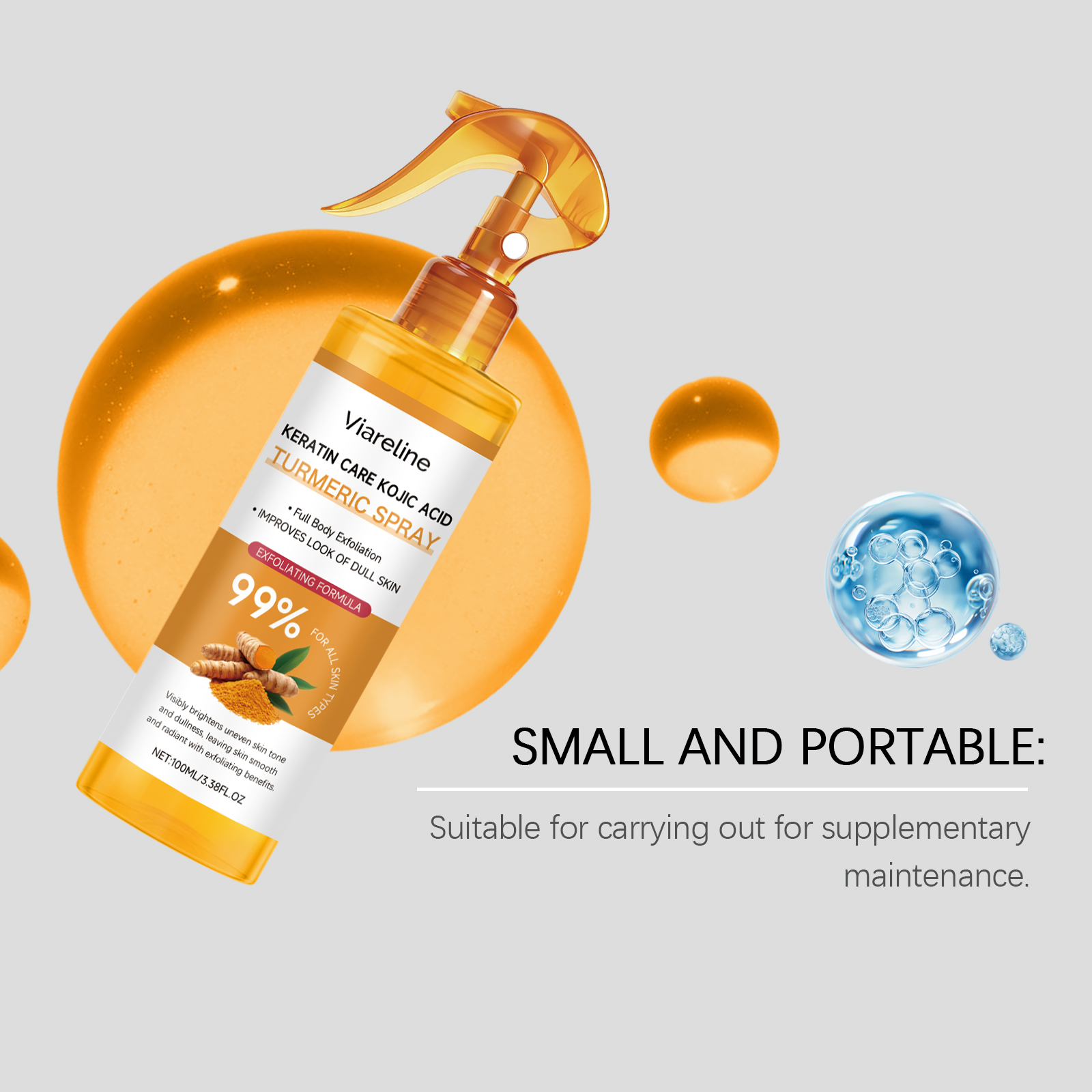Turmeric Exfoliating Spray Gentle Clean Body Skin Nourish Soften Moisturize Hydrating Mist