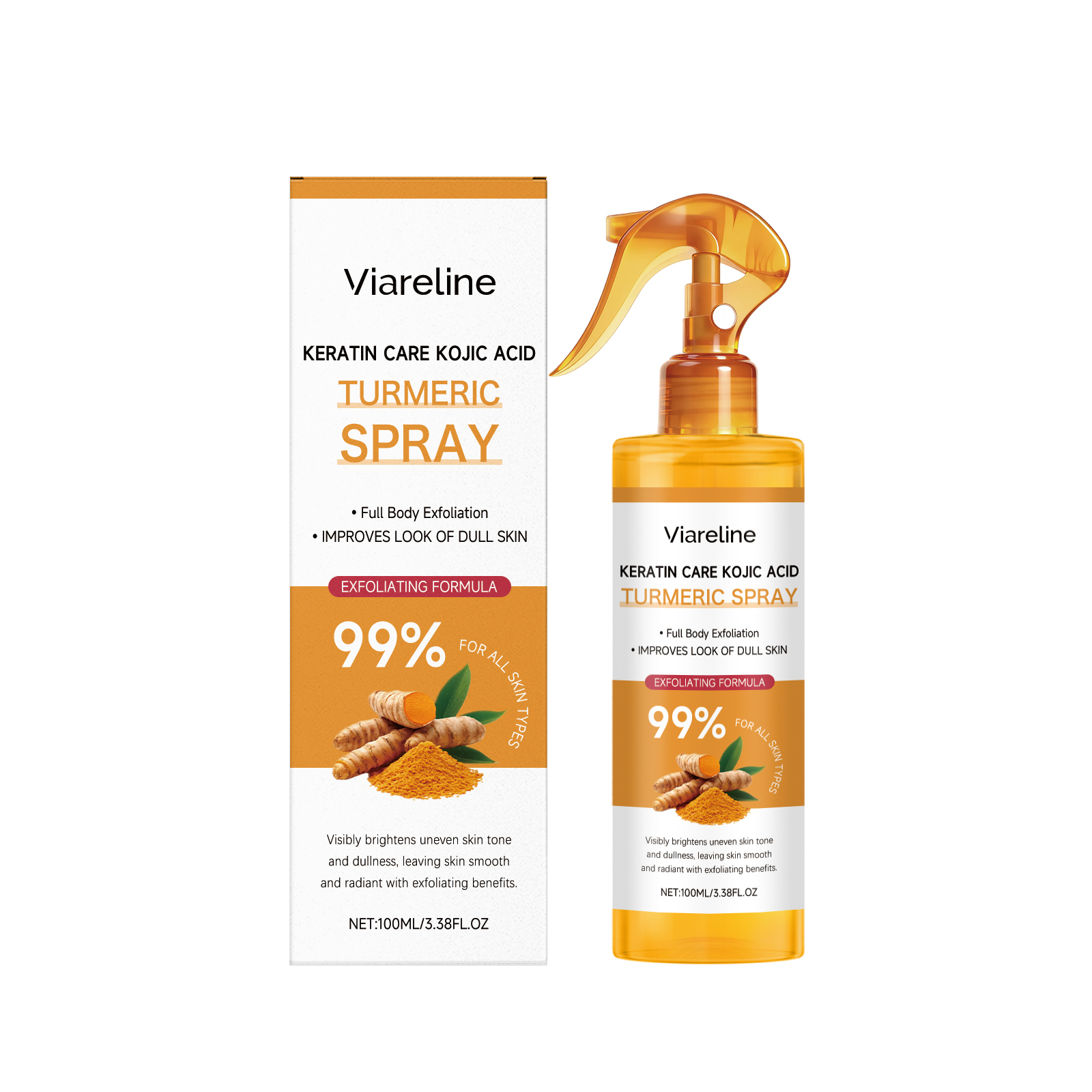 Turmeric Exfoliating Spray Gentle Clean Body Skin Nourish Soften Moisturize Hydrating Mist