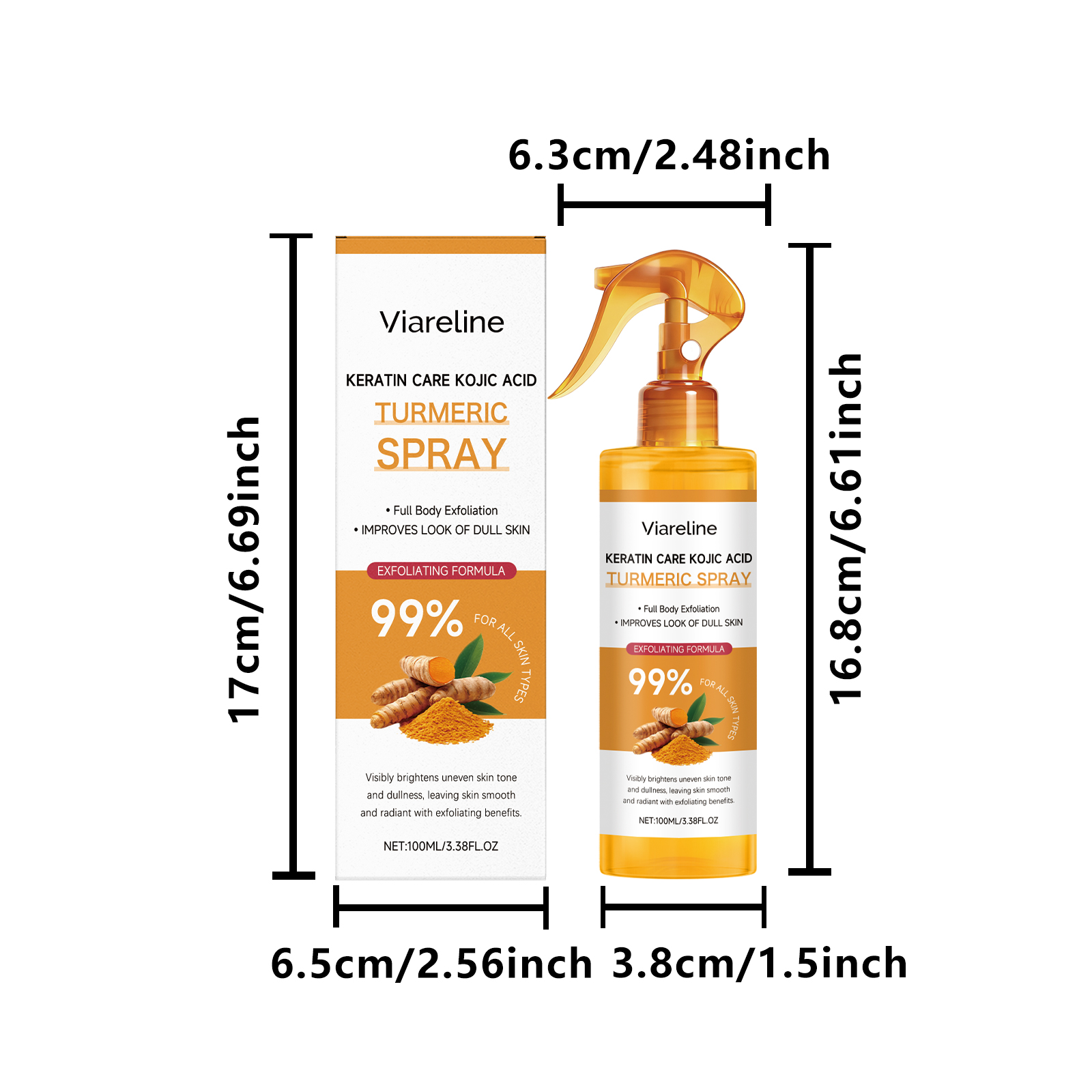 Turmeric Exfoliating Spray Gentle Clean Body Skin Nourish Soften Moisturize Hydrating Mist