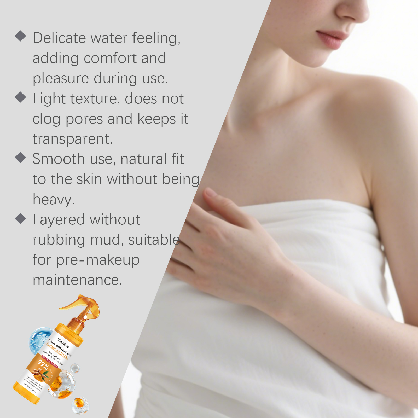 Turmeric Exfoliating Spray Gentle Clean Body Skin Nourish Soften Moisturize Hydrating Mist