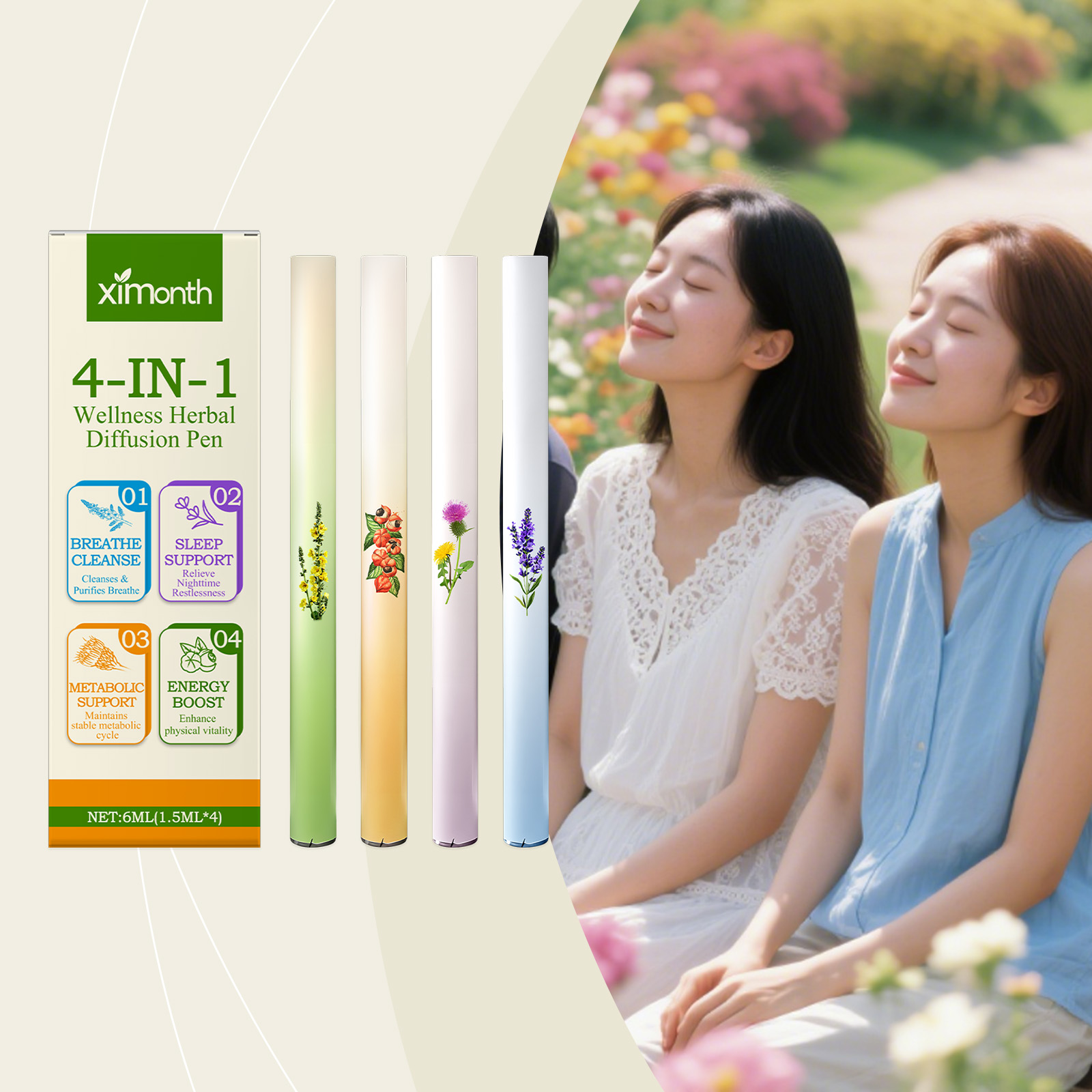 (01) Herbal Energy Combination Stick Boost Vitality Gentle Care Sleep Body Cleansing Four In One