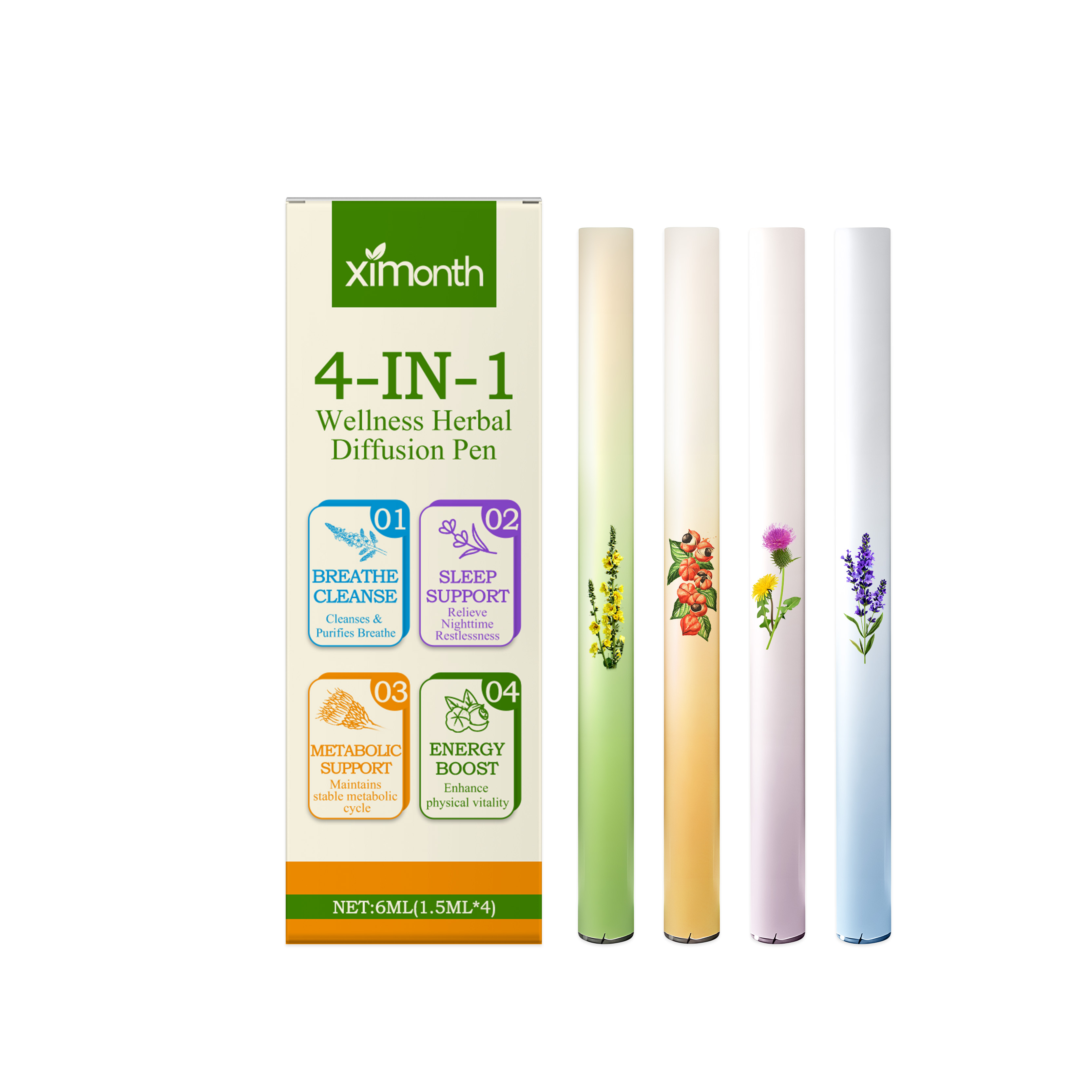 Herbal Energy Combination Stick Boost Vitality Gentle Care Sleep Body Cleansing Four In One