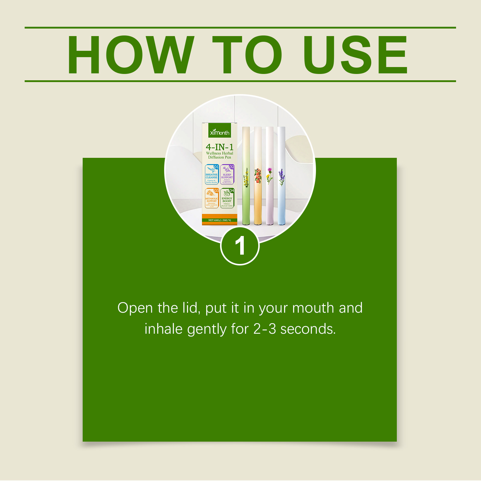 (01) Herbal Energy Combination Stick Boost Vitality Gentle Care Sleep Body Cleansing Four In One