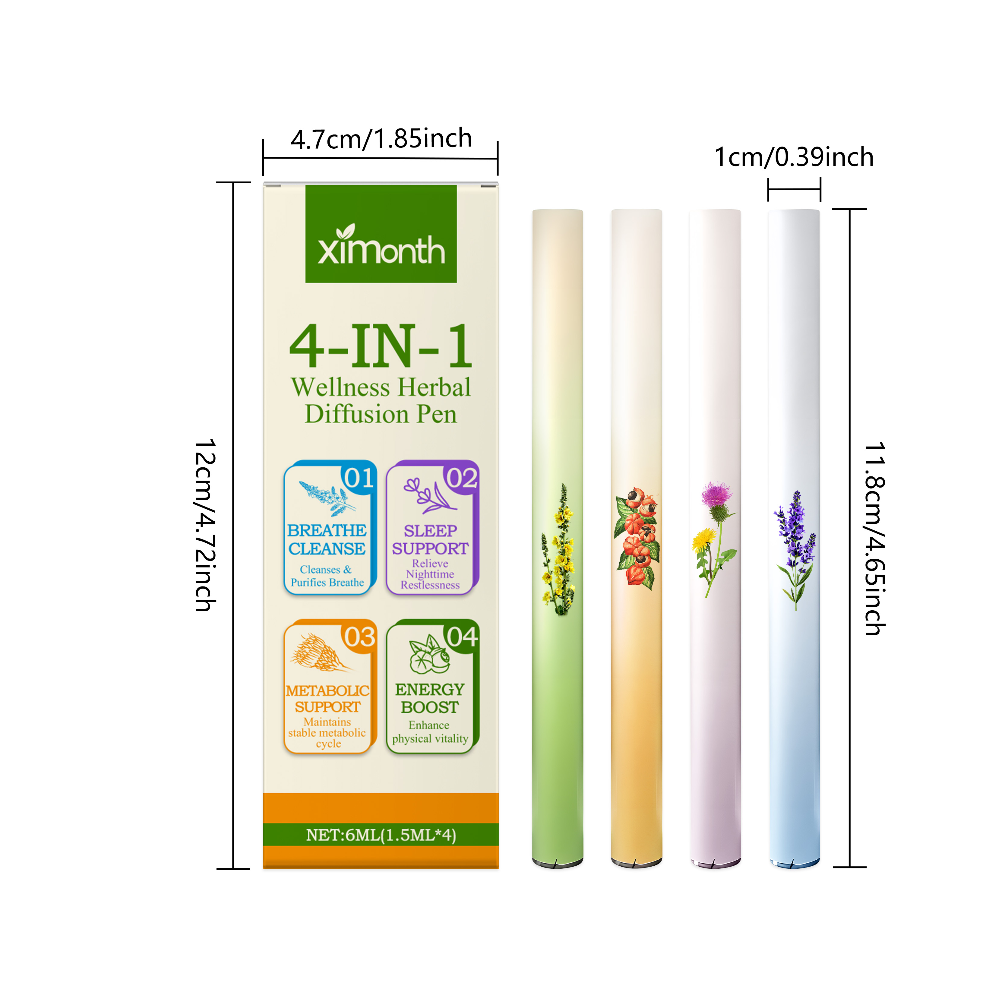 (01) Herbal Energy Combination Stick Boost Vitality Gentle Care Sleep Body Cleansing Four In One