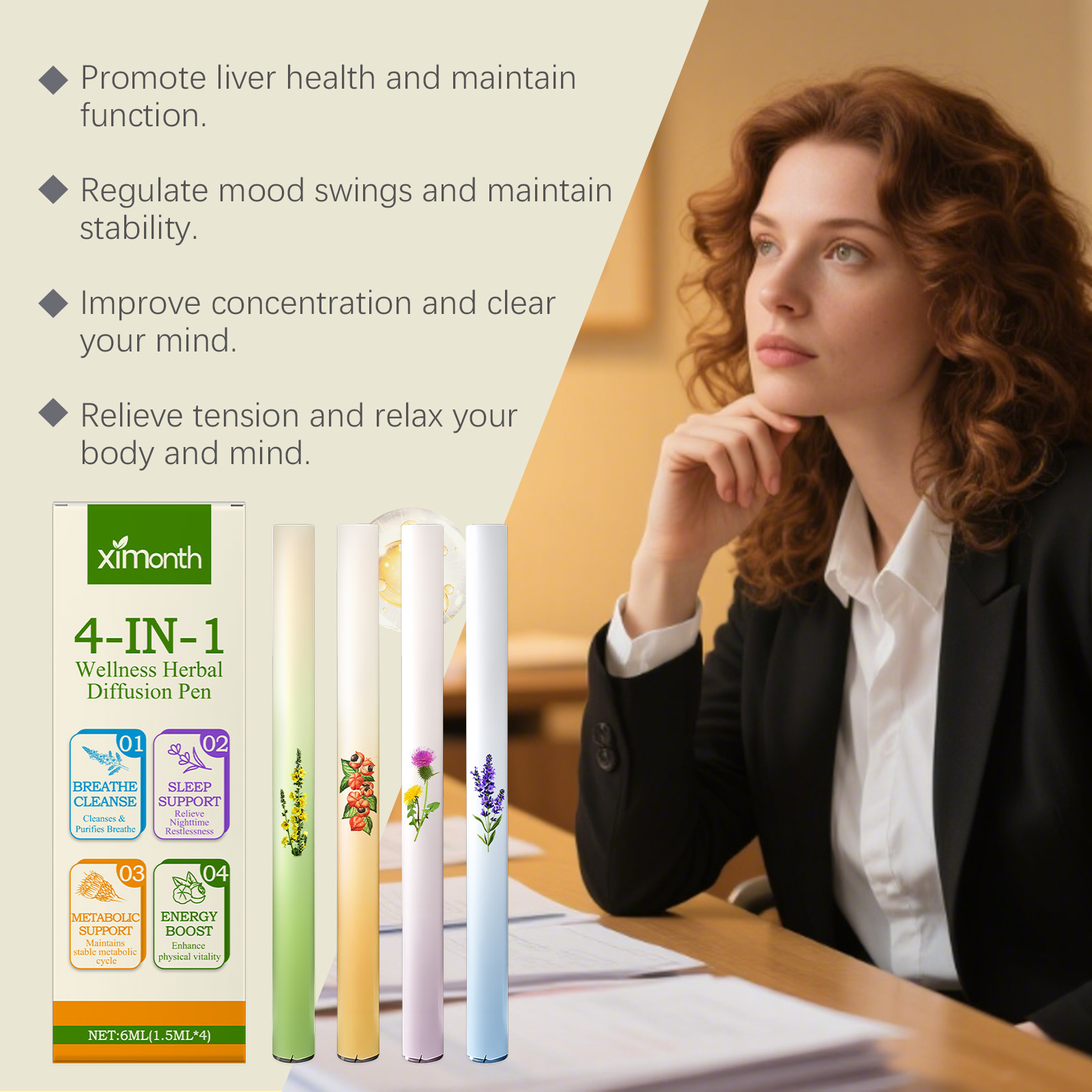 (01) Herbal Energy Combination Stick Boost Vitality Gentle Care Sleep Body Cleansing Four In One