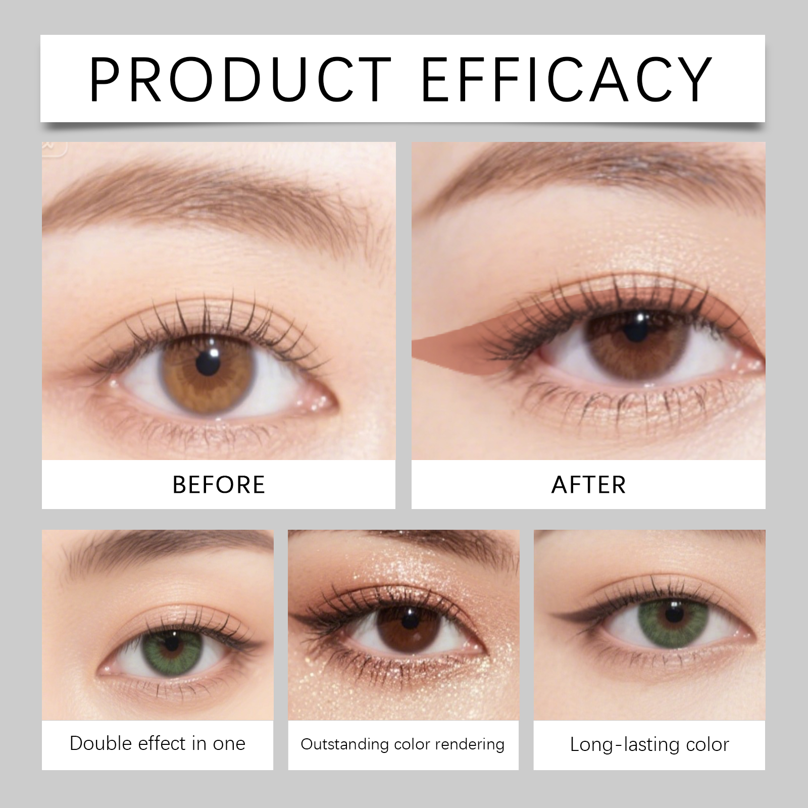 (Golden) Two In One Eyeliner Pen Smooth Quick Dry Pigmented Long Lasting Beginner Friendly Double End Eye Makeup