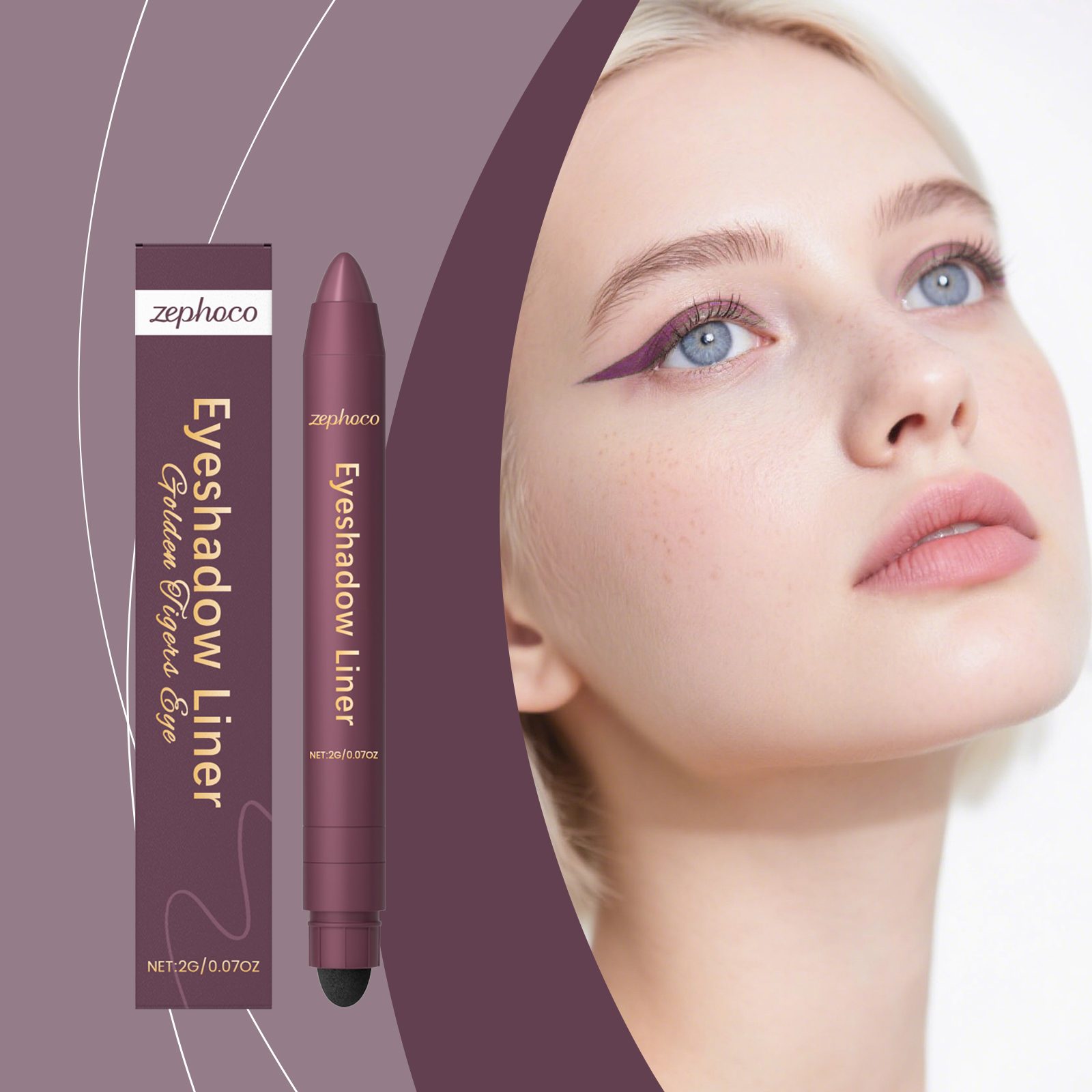 (Golden) Two In One Eyeliner Pen Smooth Quick Dry Pigmented Long Lasting Beginner Friendly Double End Eye Makeup