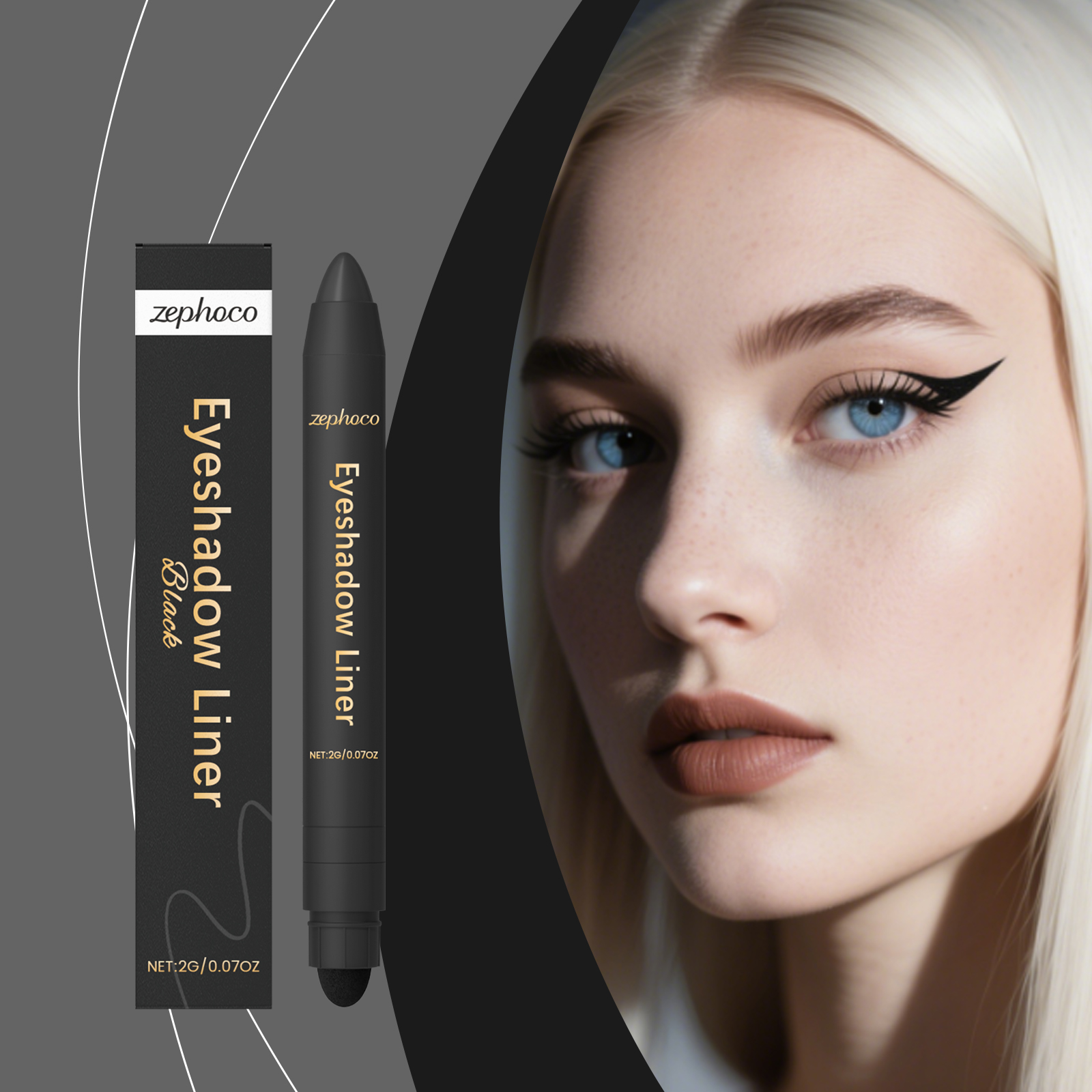 (Golden) Two In One Eyeliner Pen Smooth Quick Dry Pigmented Long Lasting Beginner Friendly Double End Eye Makeup