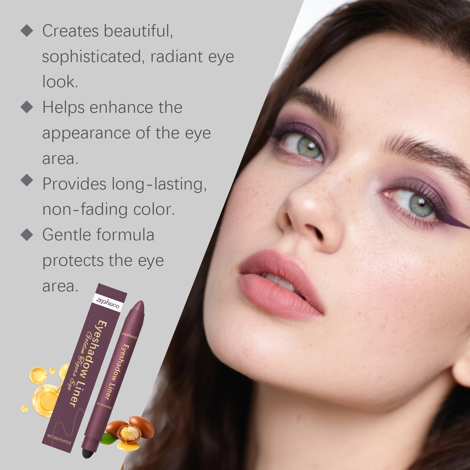 (Golden) Two In One Eyeliner Pen Smooth Quick Dry Pigmented Long Lasting Beginner Friendly Double End Eye Makeup