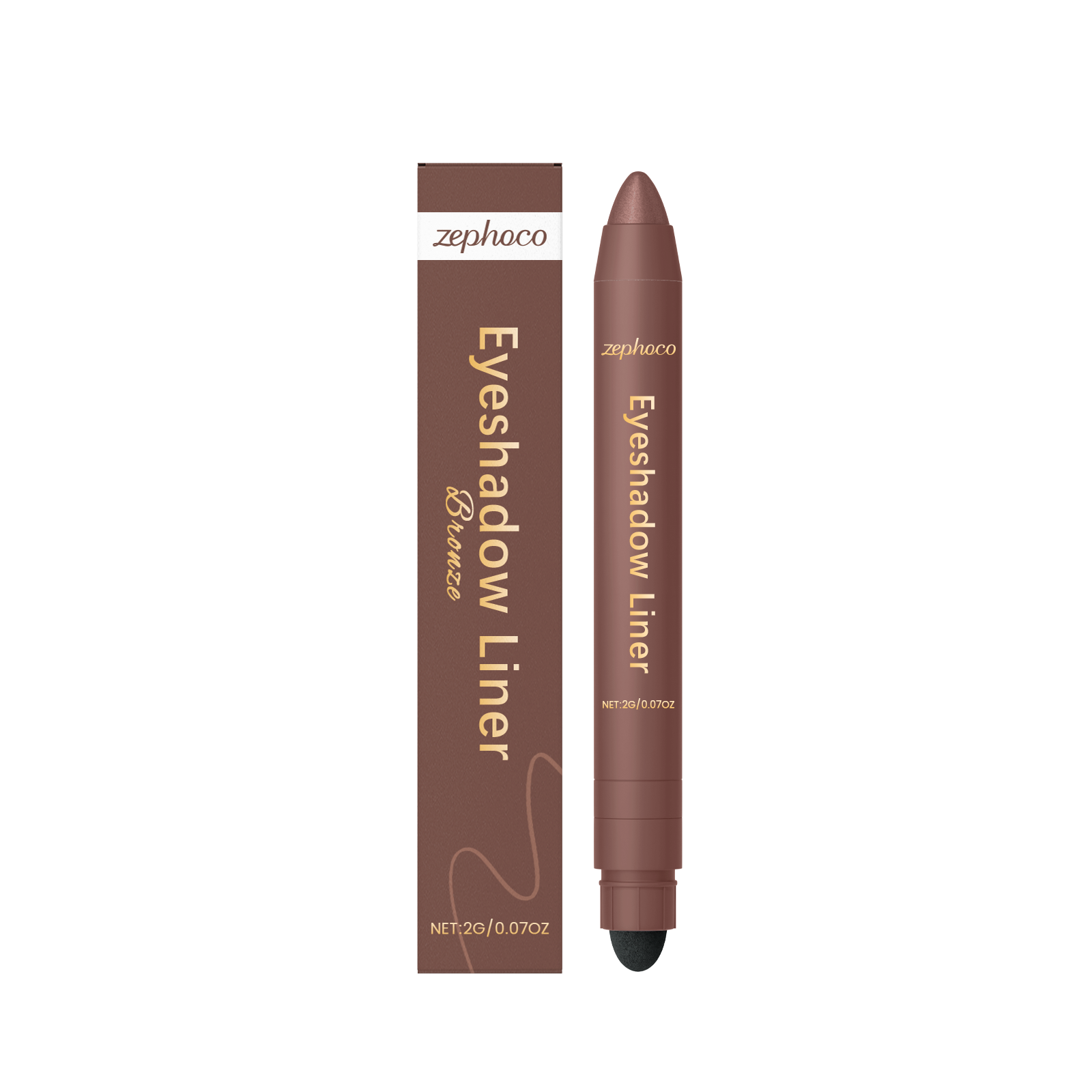 (Golden) Two In One Eyeliner Pen Smooth Quick Dry Pigmented Long Lasting Beginner Friendly Double End Eye Makeup