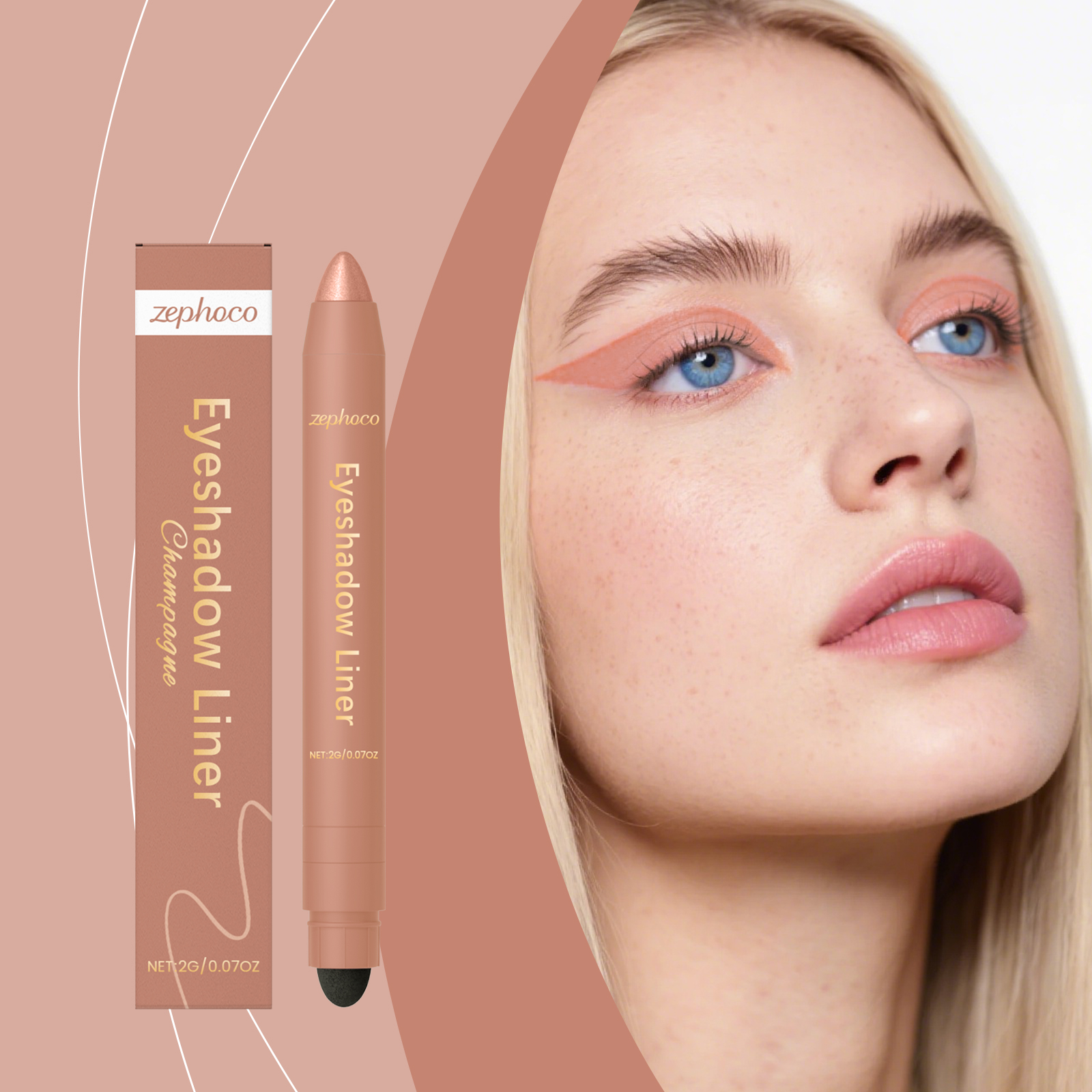(Golden) Two In One Eyeliner Pen Smooth Quick Dry Pigmented Long Lasting Beginner Friendly Double End Eye Makeup