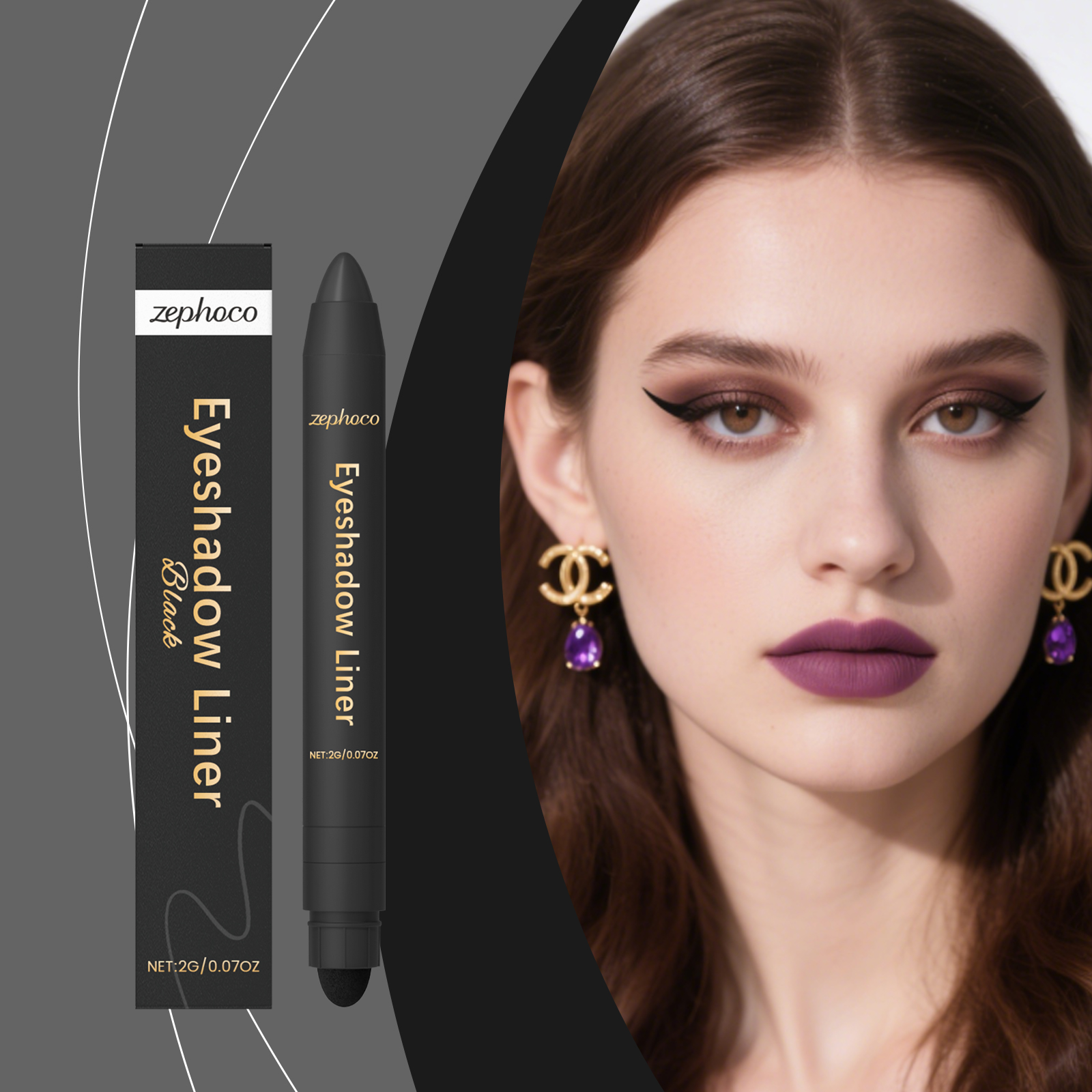 (Golden) Two In One Eyeliner Pen Smooth Quick Dry Pigmented Long Lasting Beginner Friendly Double End Eye Makeup
