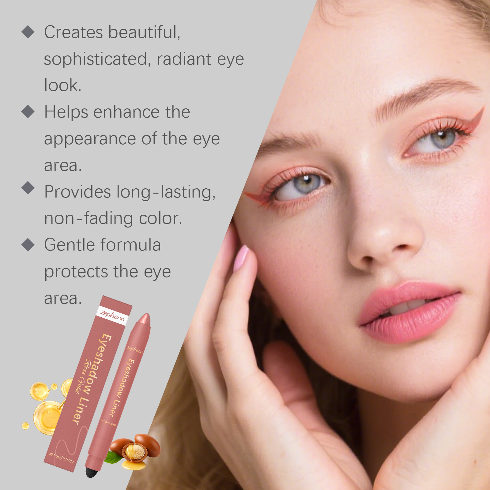 (Golden) Two In One Eyeliner Pen Smooth Quick Dry Pigmented Long Lasting Beginner Friendly Double End Eye Makeup