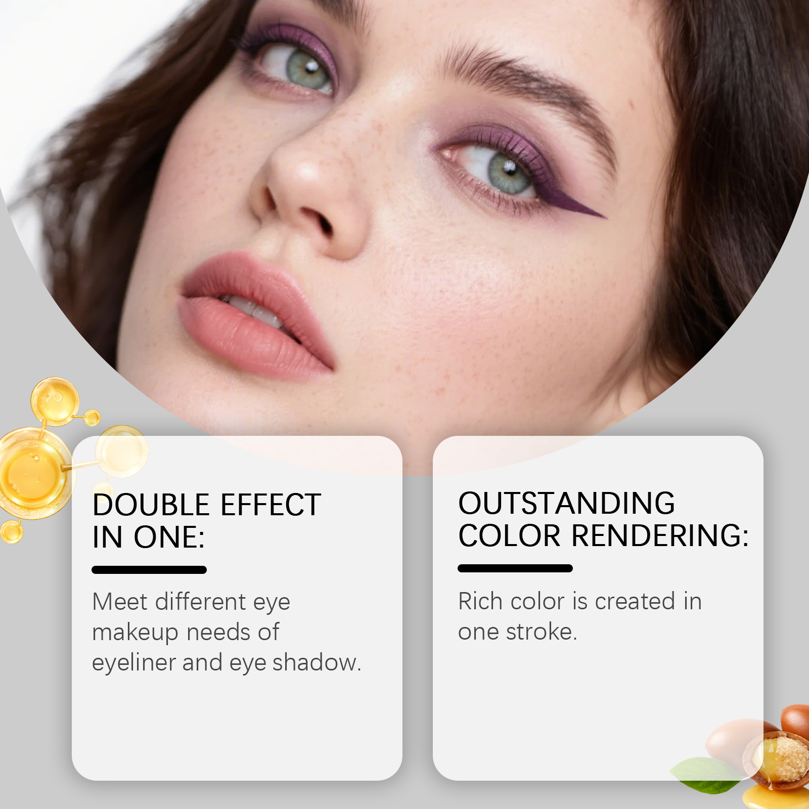 (Golden) Two In One Eyeliner Pen Smooth Quick Dry Pigmented Long Lasting Beginner Friendly Double End Eye Makeup
