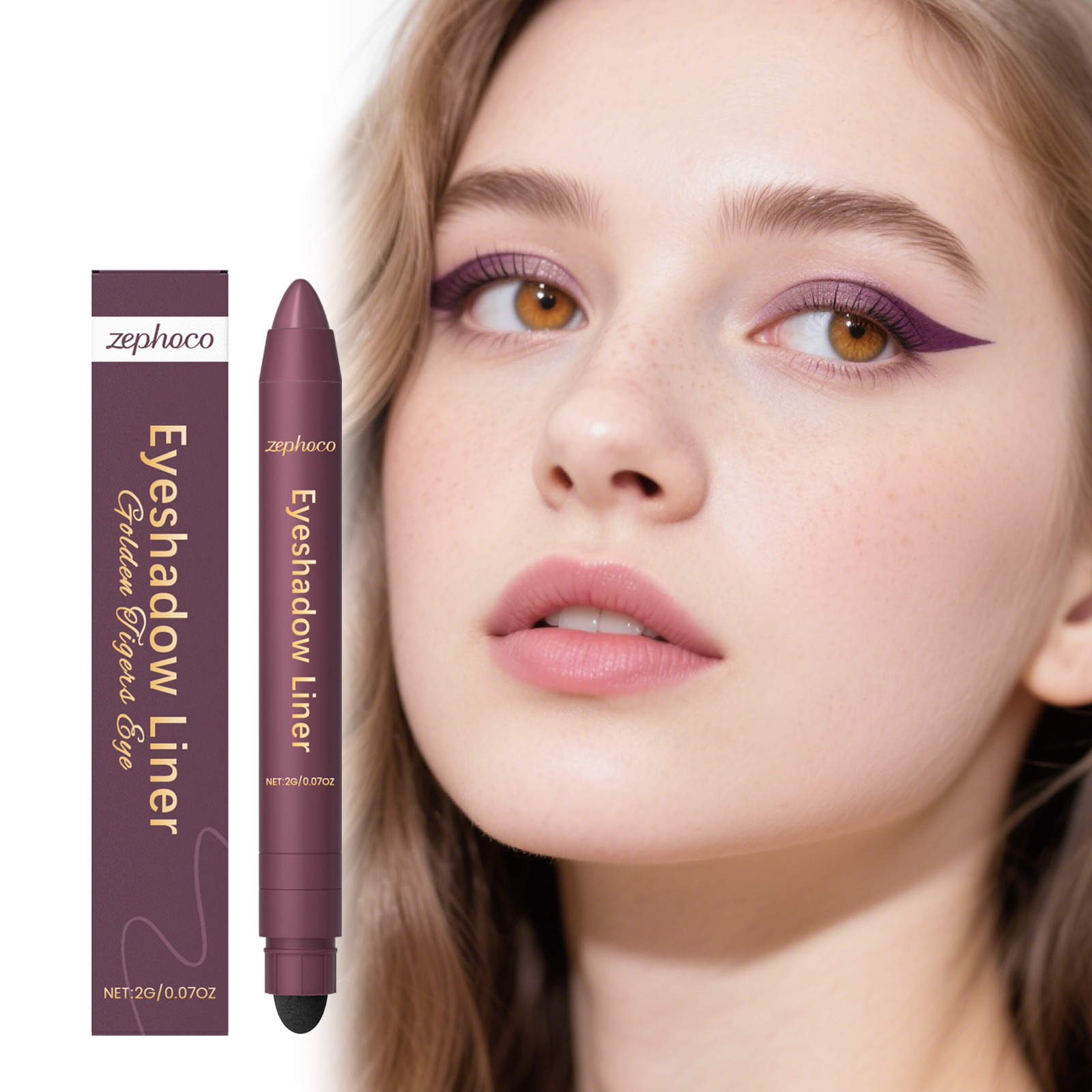 (Golden) Two In One Eyeliner Pen Smooth Quick Dry Pigmented Long Lasting Beginner Friendly Double End Eye Makeup