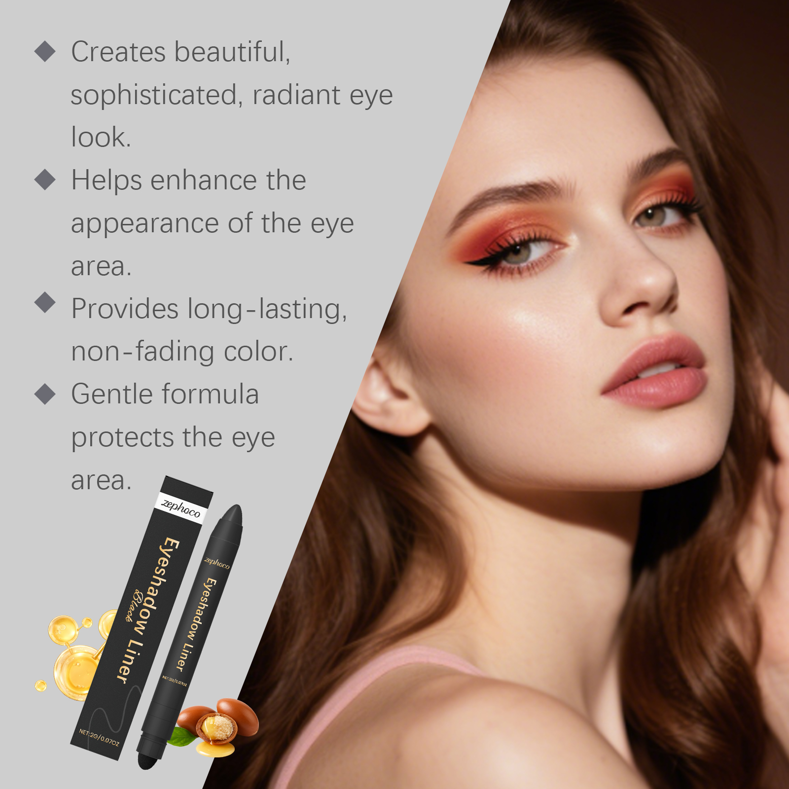 (Golden) Two In One Eyeliner Pen Smooth Quick Dry Pigmented Long Lasting Beginner Friendly Double End Eye Makeup