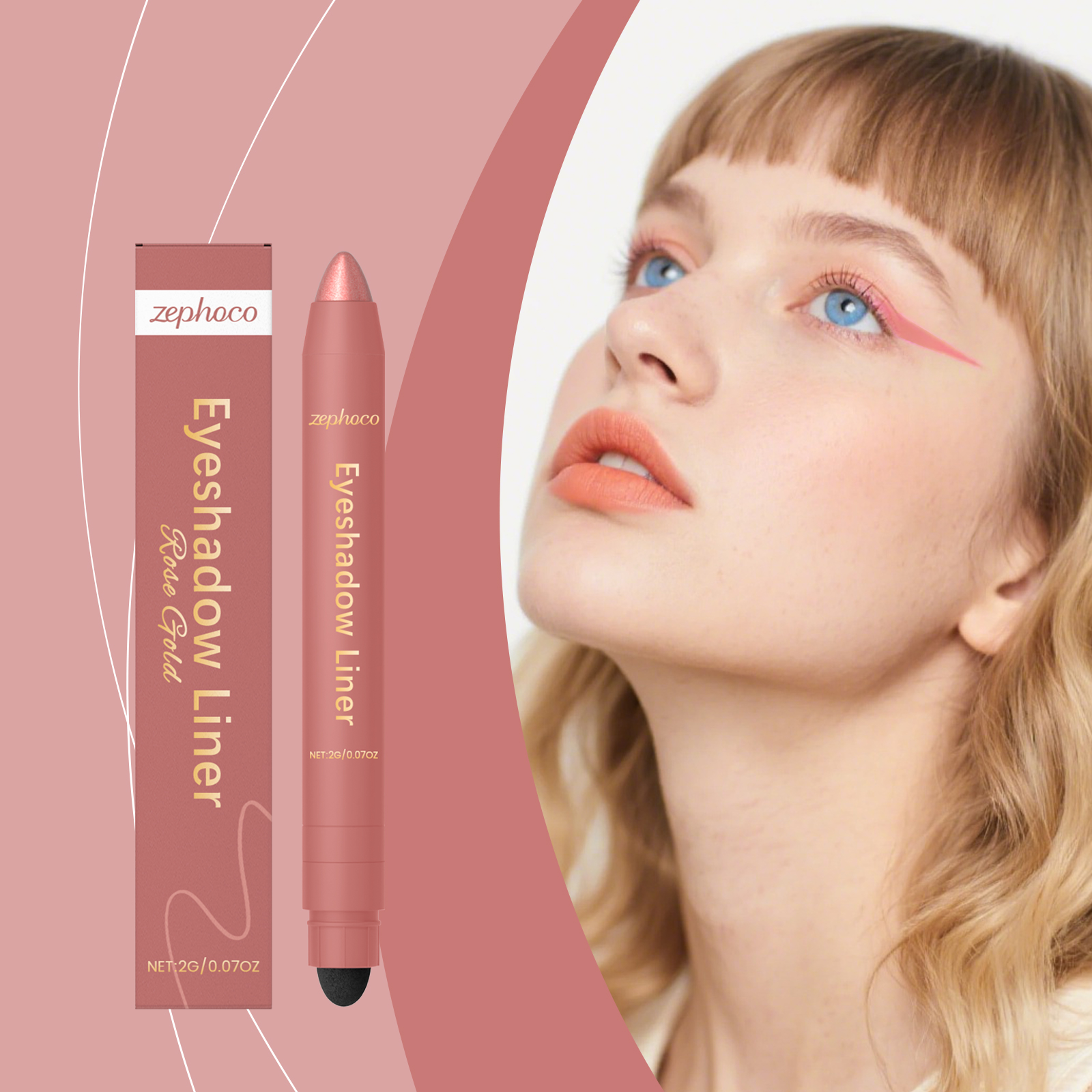 (Golden) Two In One Eyeliner Pen Smooth Quick Dry Pigmented Long Lasting Beginner Friendly Double End Eye Makeup