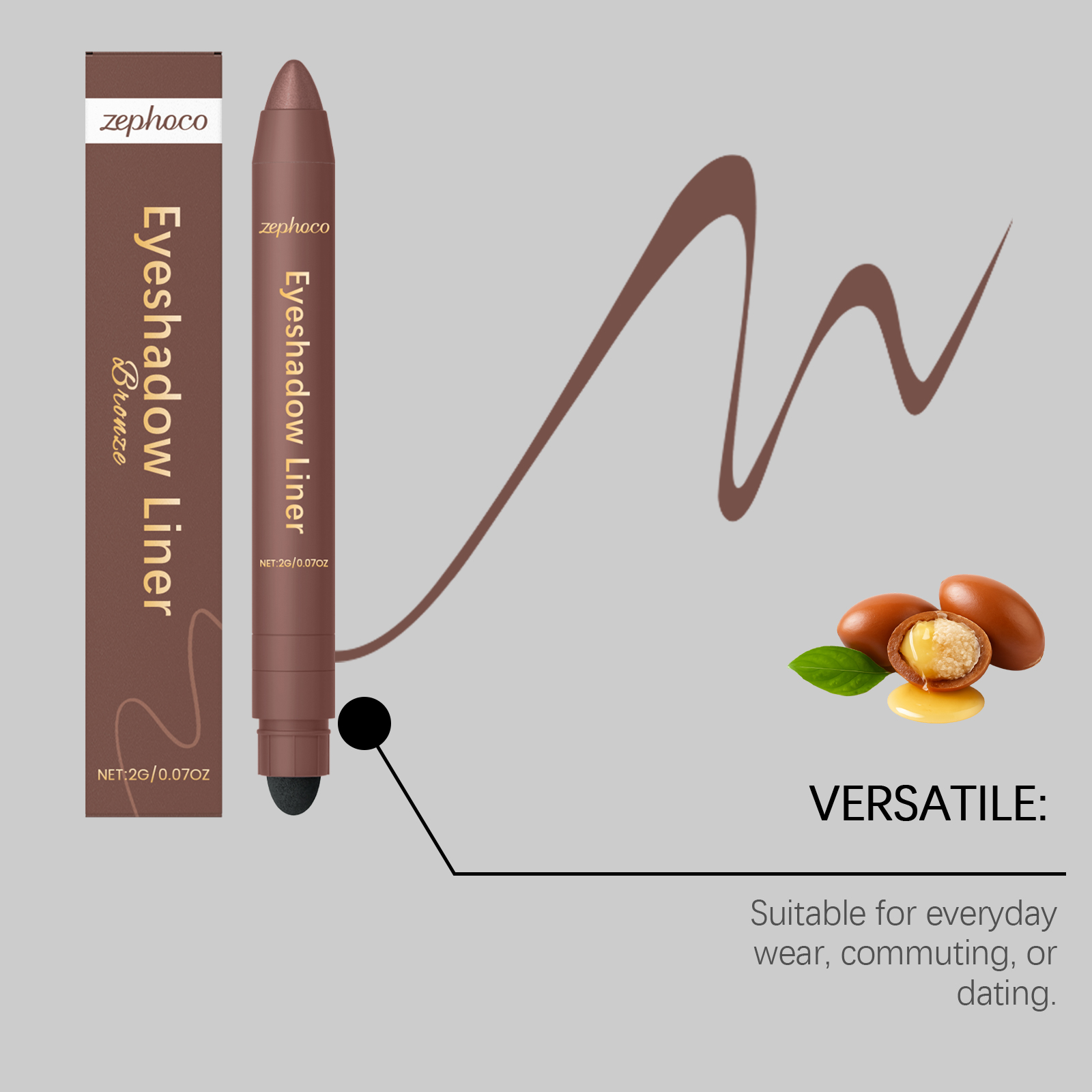 (Golden) Two In One Eyeliner Pen Smooth Quick Dry Pigmented Long Lasting Beginner Friendly Double End Eye Makeup