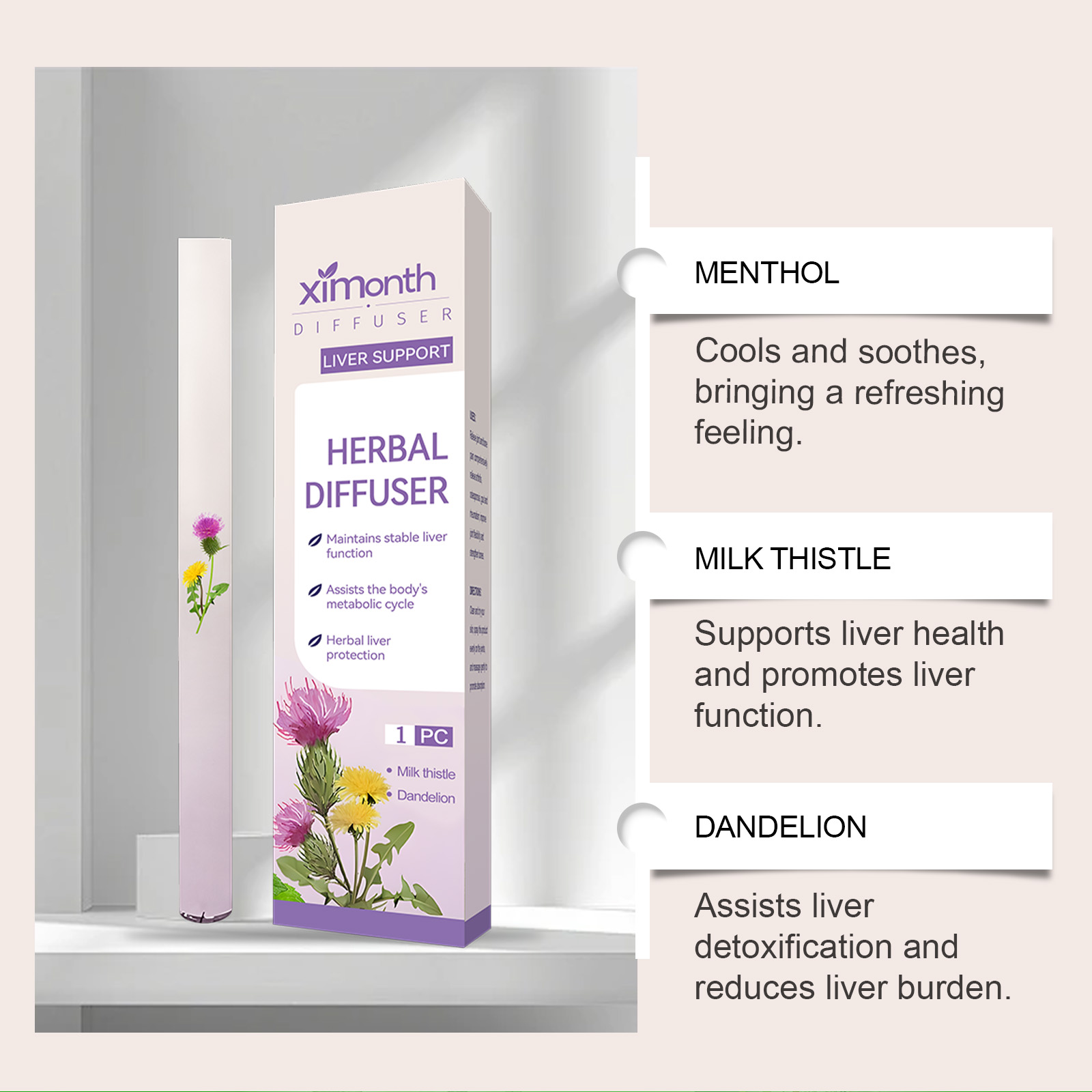 (01) Herbal Energy Combination Stick Boost Vitality Gentle Care Sleep Body Cleansing Four In One
