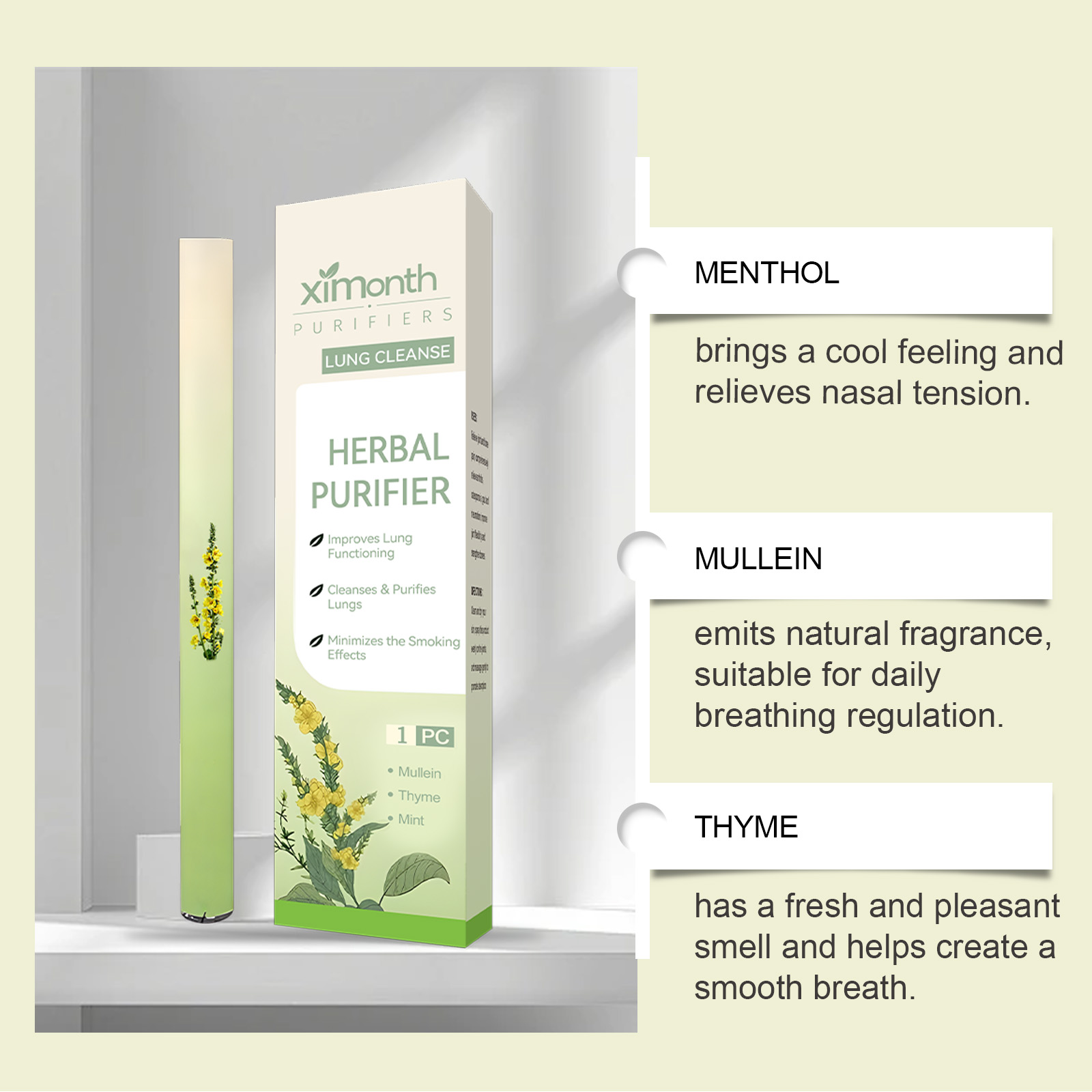 (01) Herbal Energy Combination Stick Boost Vitality Gentle Care Sleep Body Cleansing Four In One