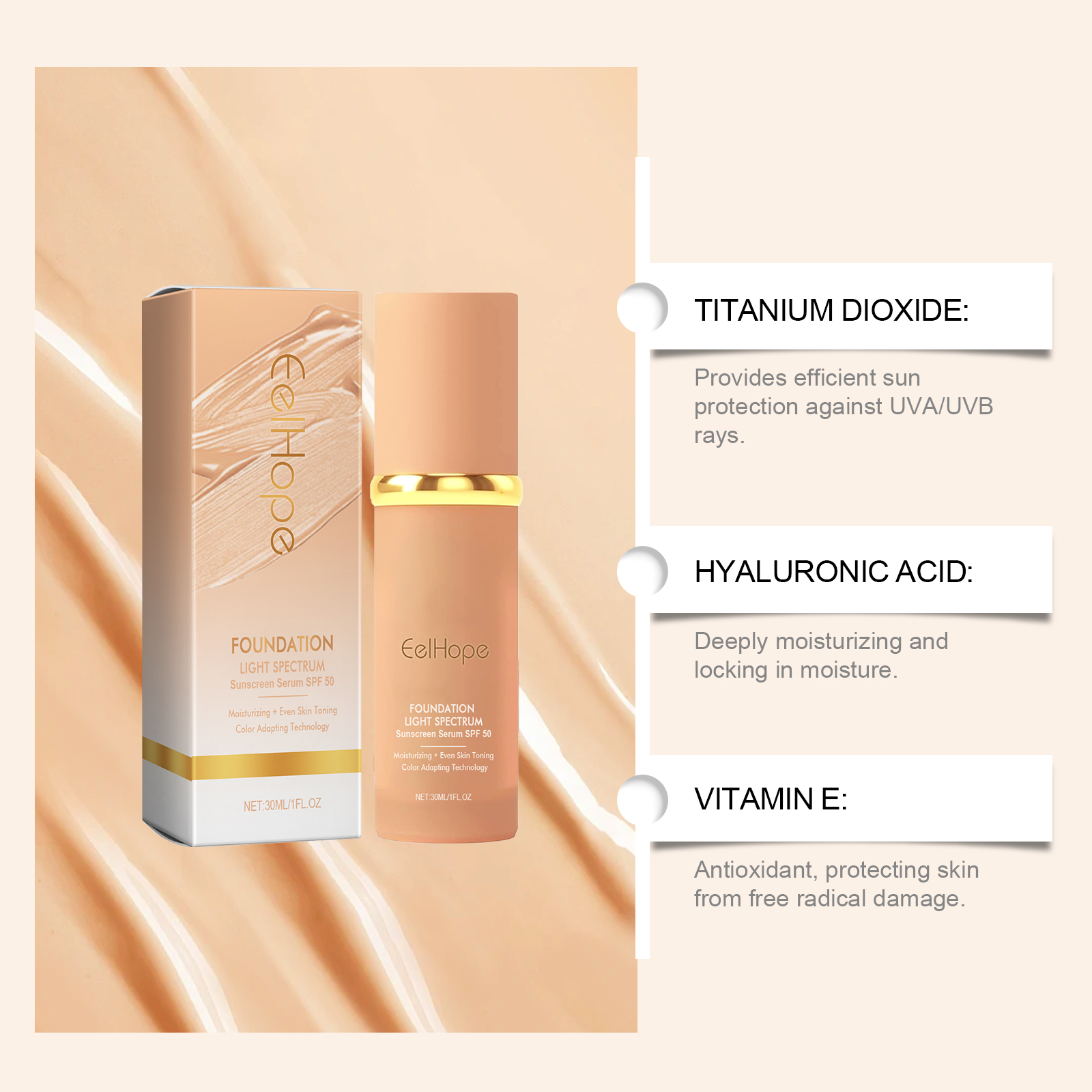 Temperature Changing Foundation Natural Light Concealing Moisturizing Foundation Brighten Radiate Youthful Glow