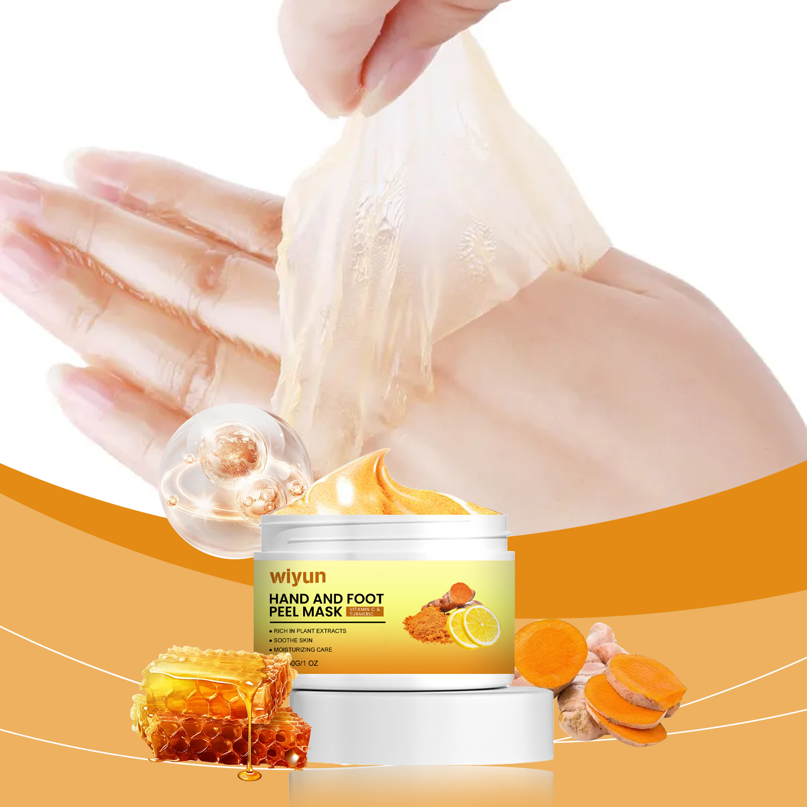Vitamin C Turmeric Peel Off Hand Foot Mask Gentle Clean Dead Skin Moisturize Nourish Soften