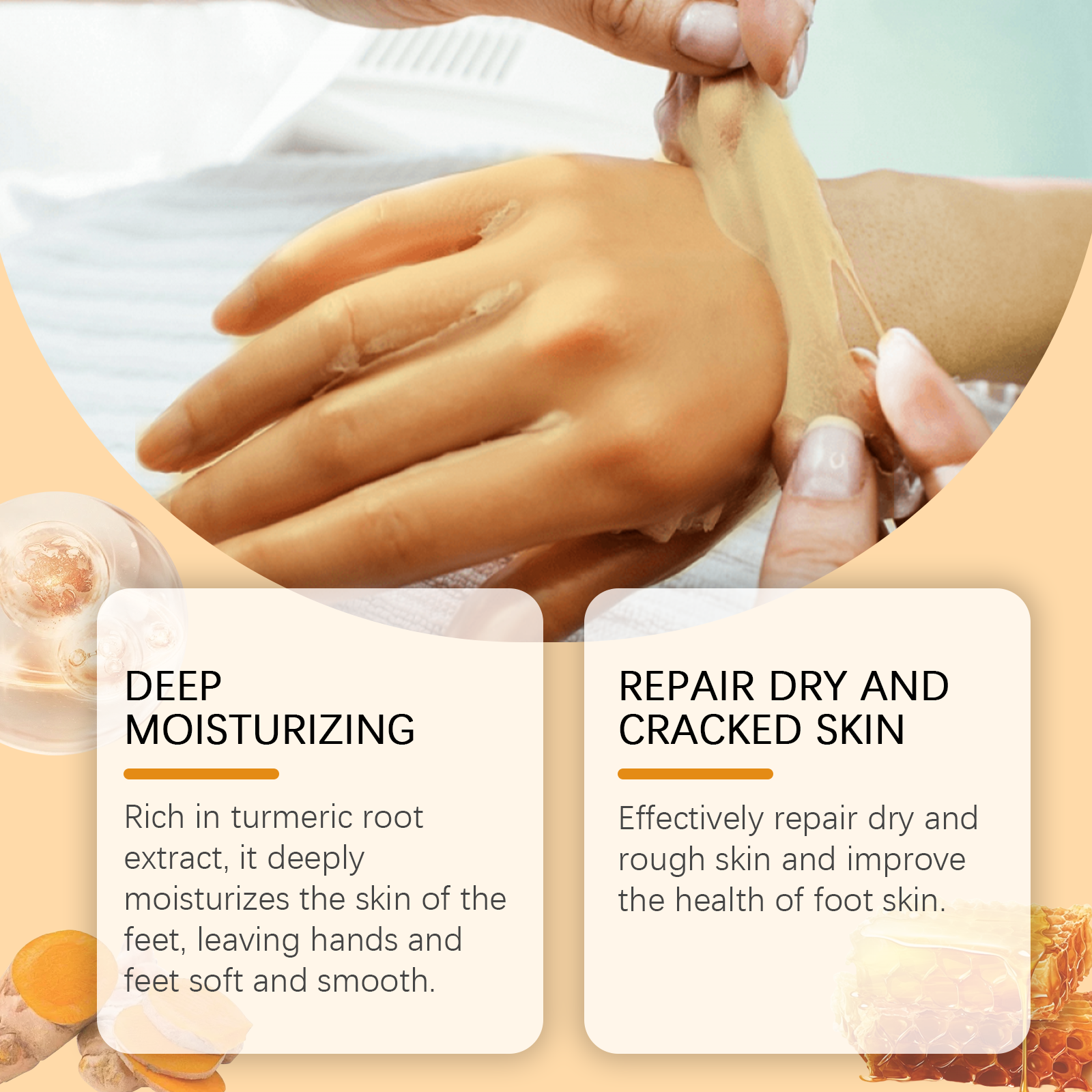 Vitamin C Turmeric Peel Off Hand Foot Mask Gentle Clean Dead Skin Moisturize Nourish Soften