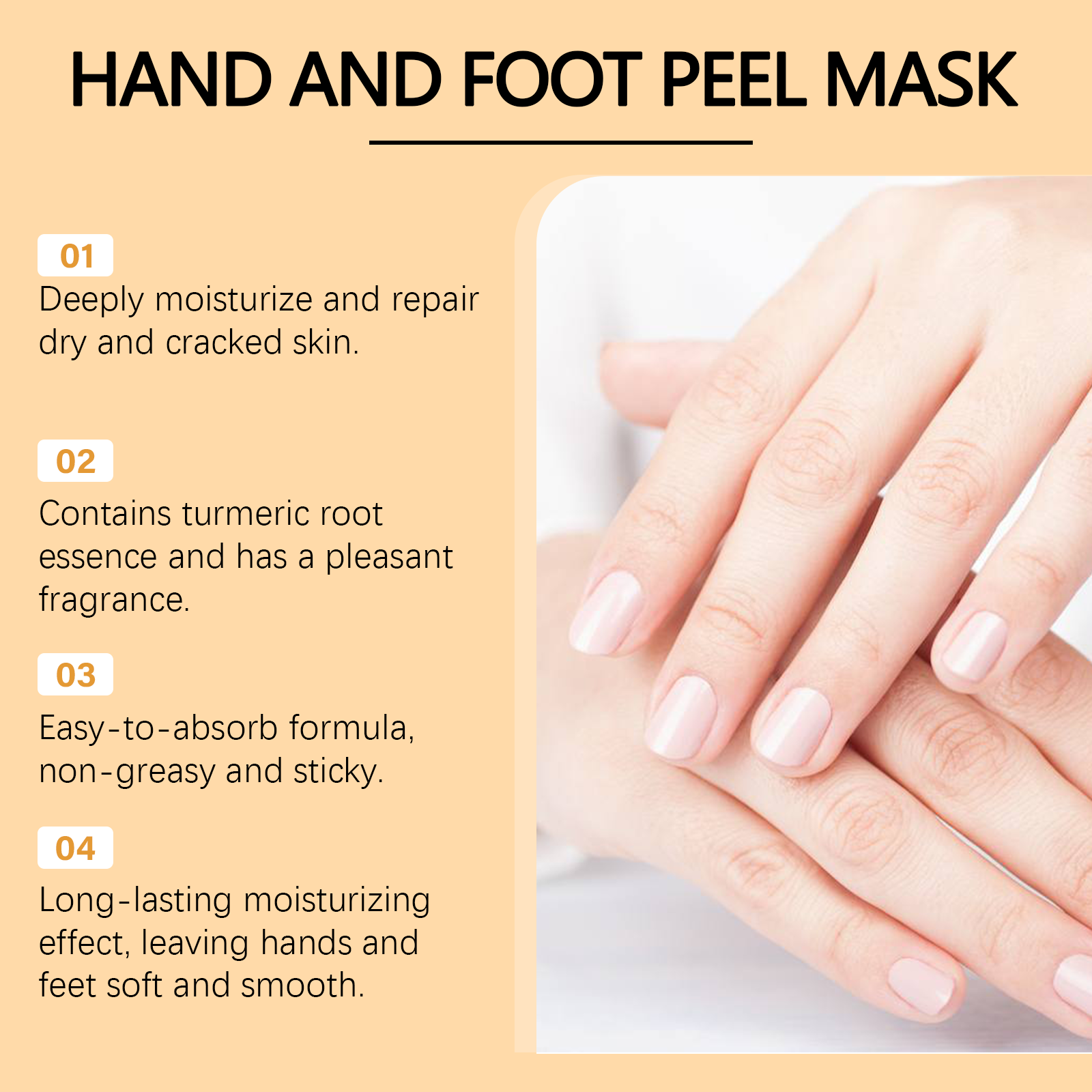 Vitamin C Turmeric Peel Off Hand Foot Mask Gentle Clean Dead Skin Moisturize Nourish Soften